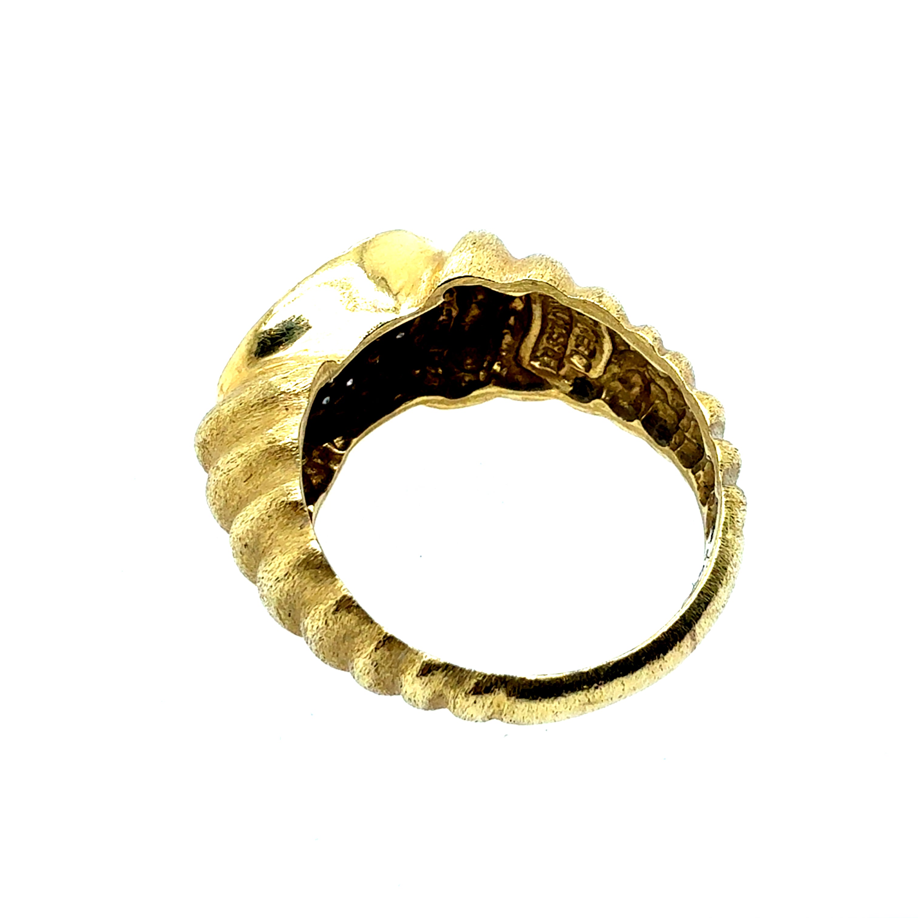 Retro Brushed Yellow Gold Natural Diamond Statement Ring by R. Stone