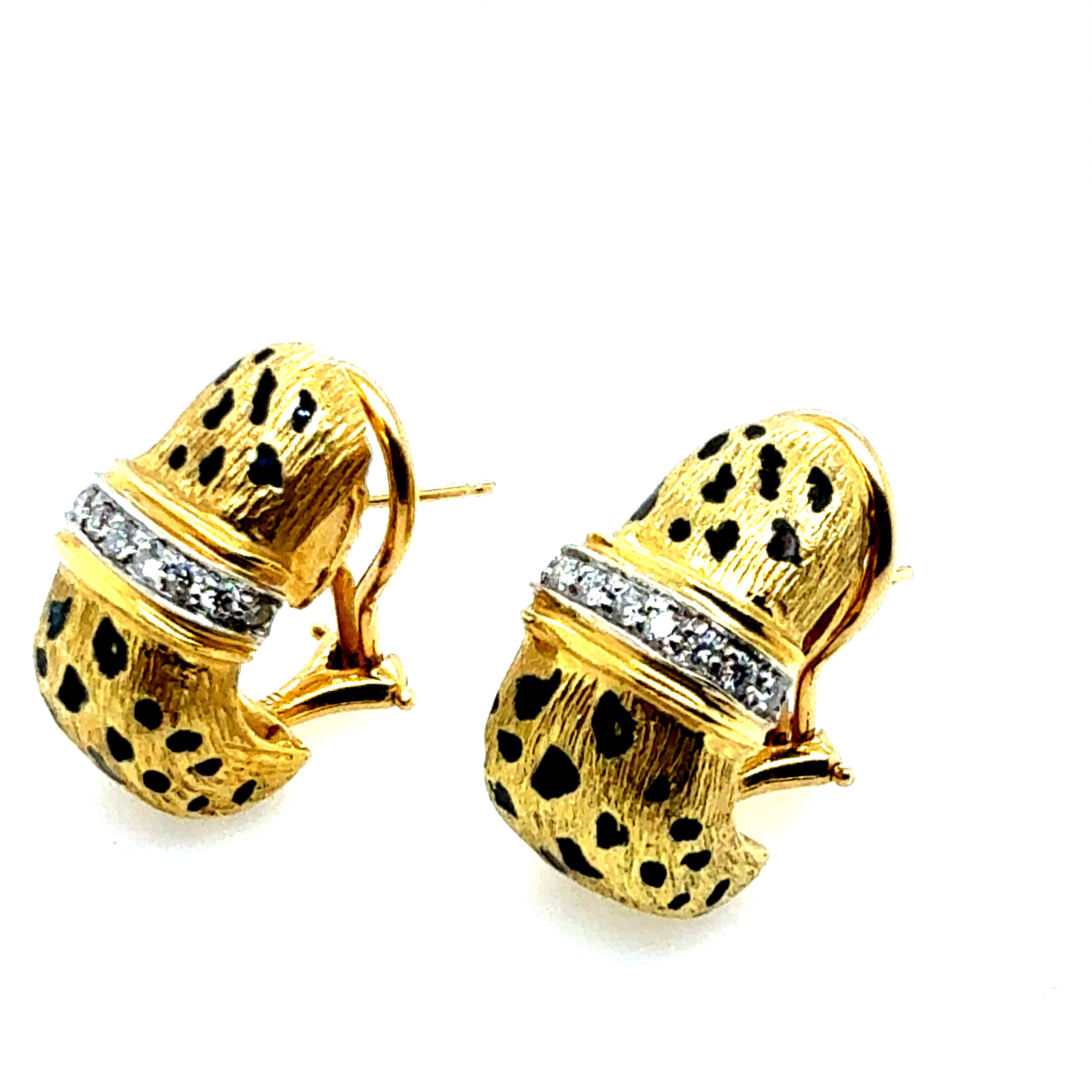 Retro Gold Cheetah Natural Diamond Statement Earrings by Scully & Scully