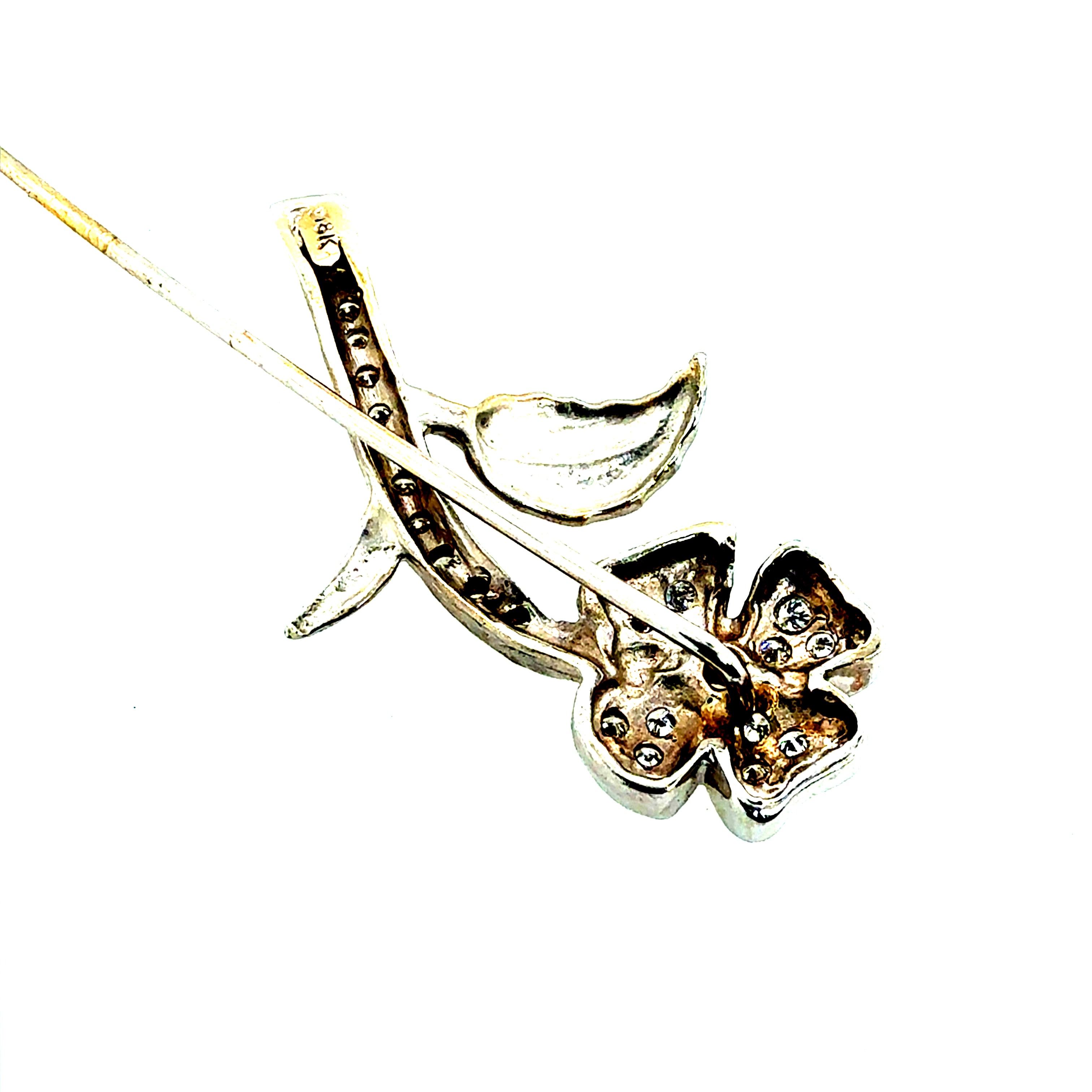 Retro White Gold 0.40 Carat Natural Diamond Flower Pin Circa 1965