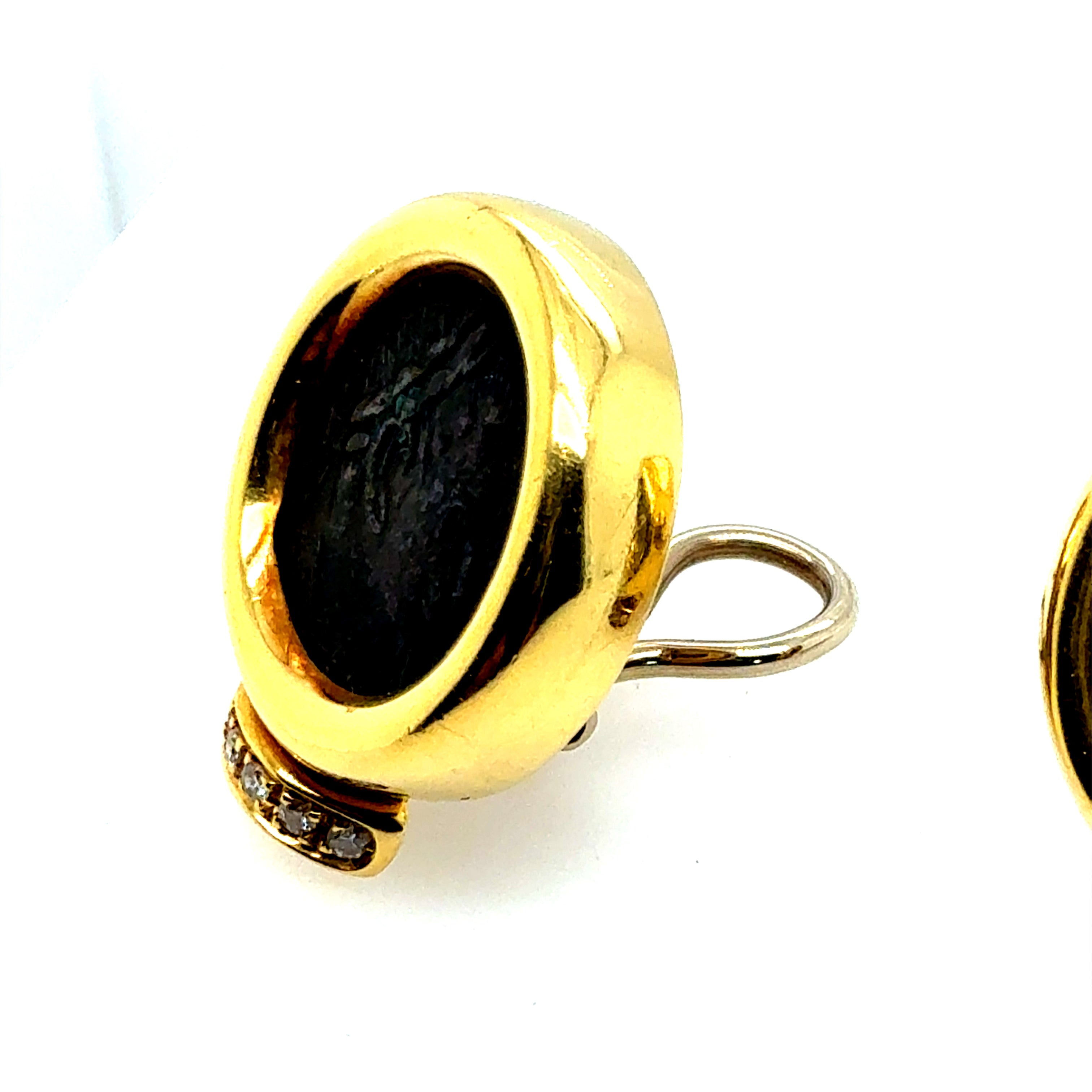 Retro Yellow Gold Roman Constantine Coin & Natural Diamond Statement Earrings