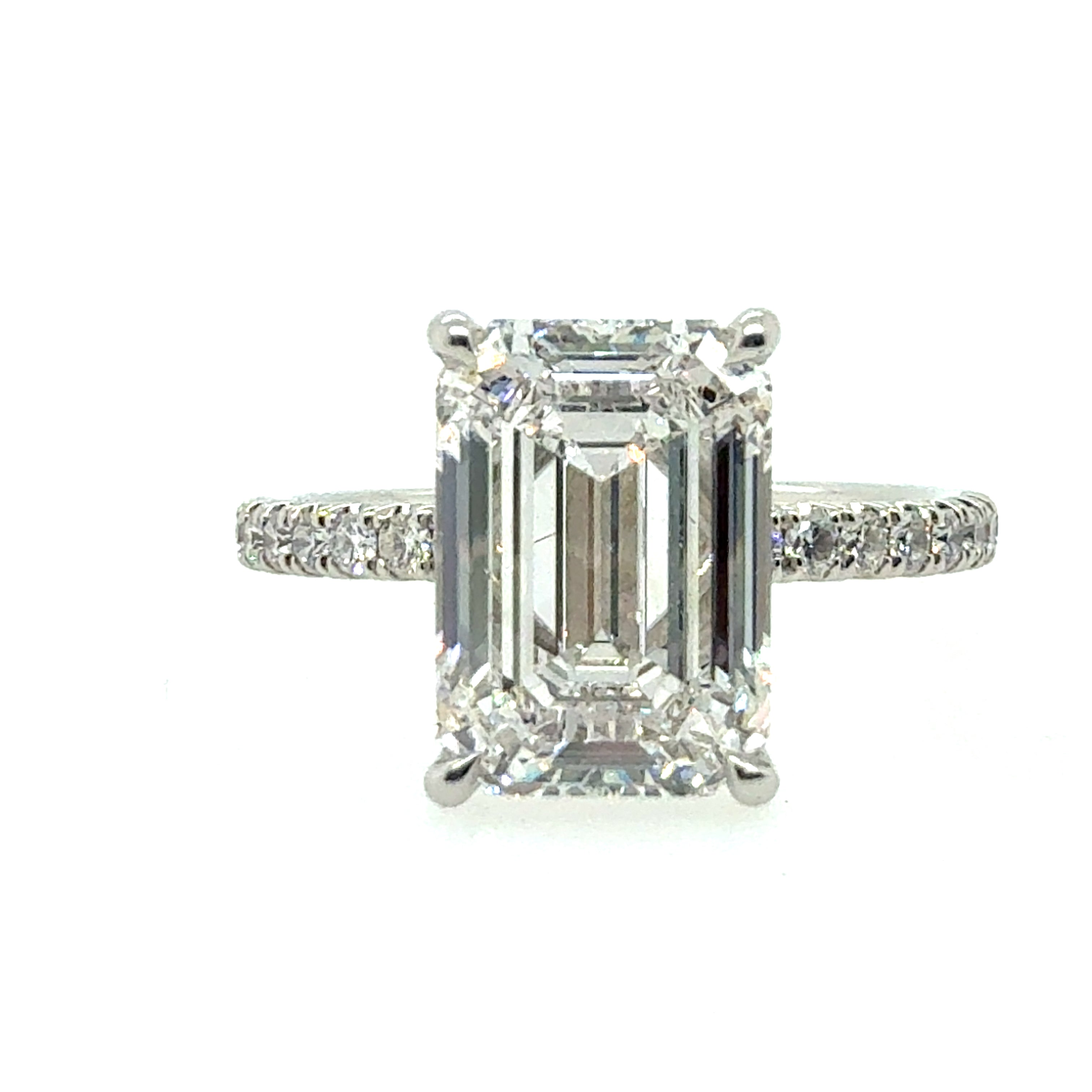 GIA Certified 3.5 Carat F VS2 Emerald Cut Natural Diamond Plat Engagement Ring