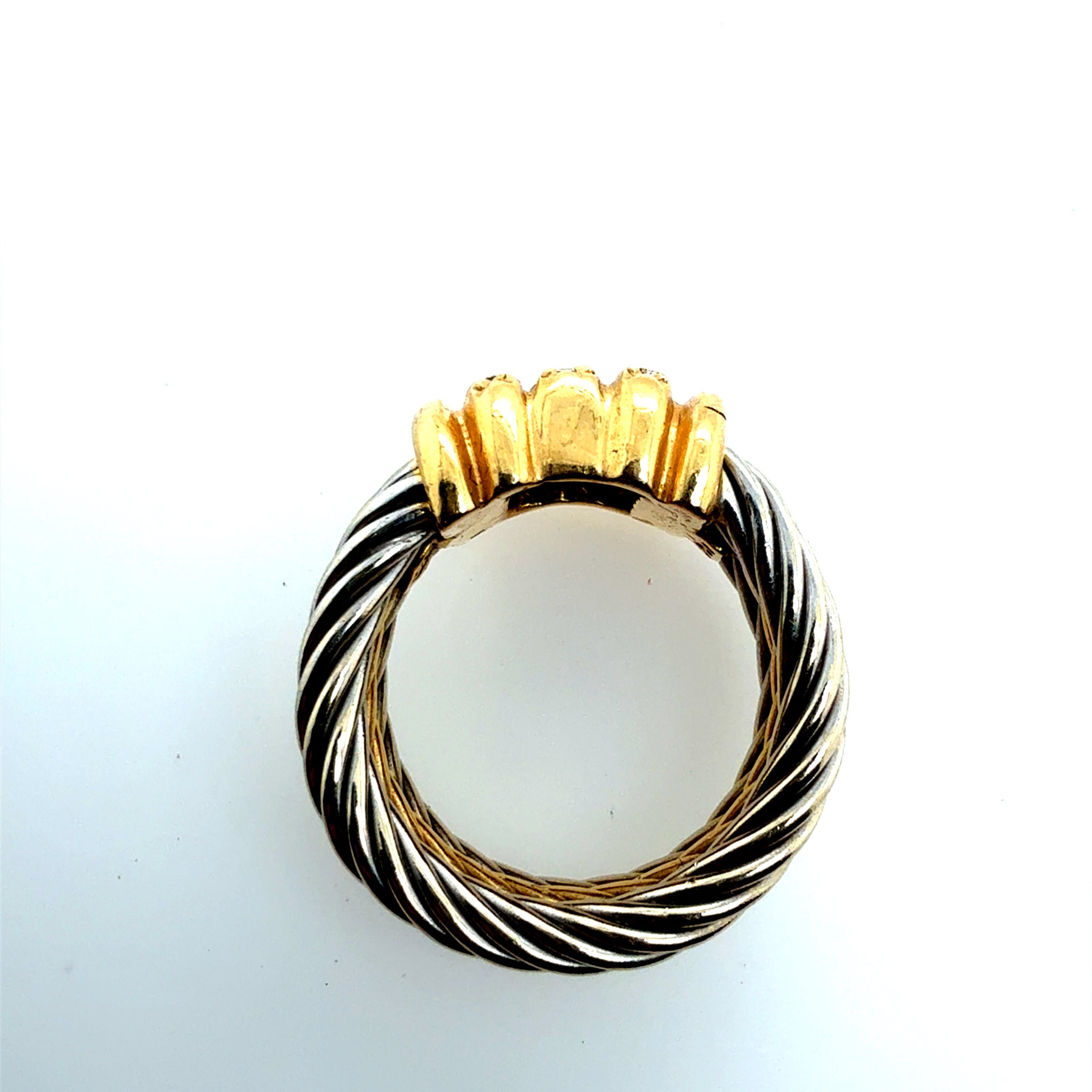 Modern Two-Tone Gold Natural Diamond Cable Stack Statement Ring by CHARRIOL