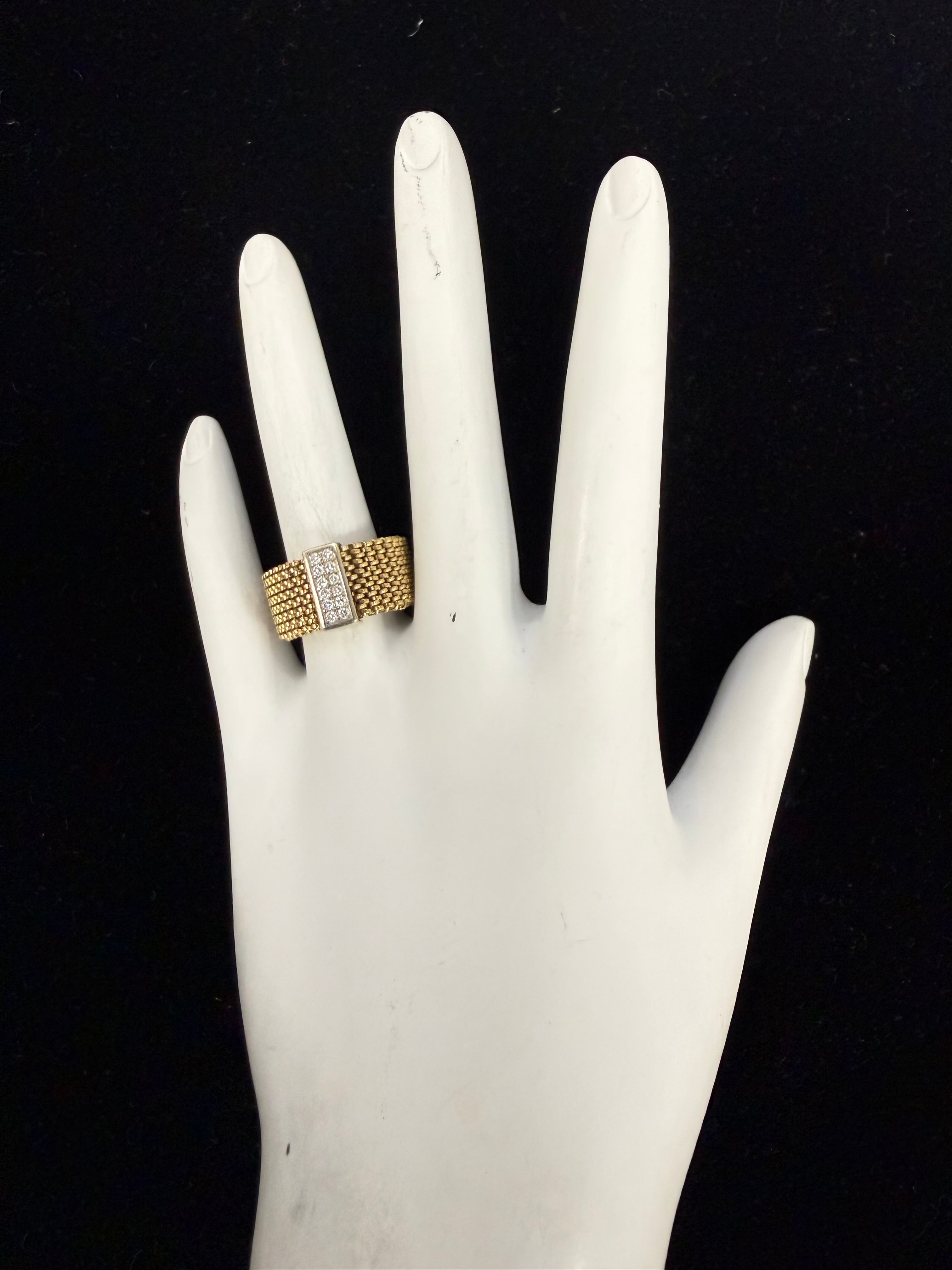 Retro Yellow Gold Flexible Natural Diamond Band Ring Circa 1980