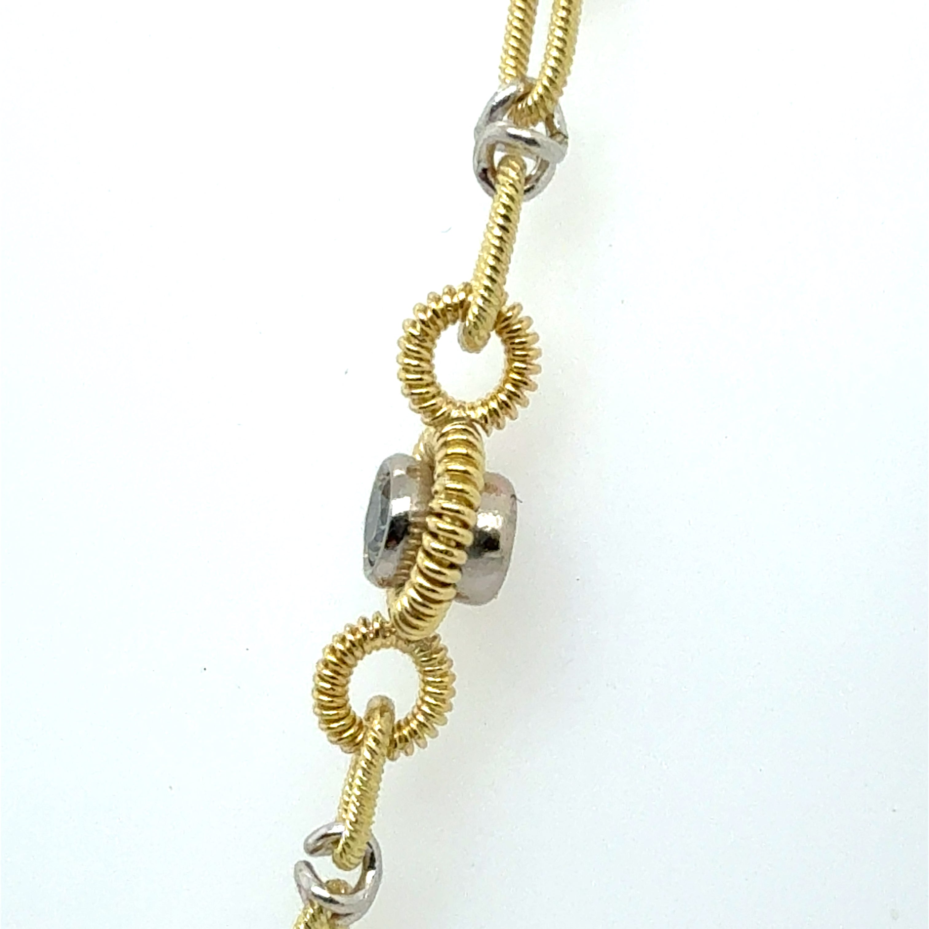 Retro Two Tone Gold 1.5 Carat Natural Diamond Statement Necklace Made in Italy