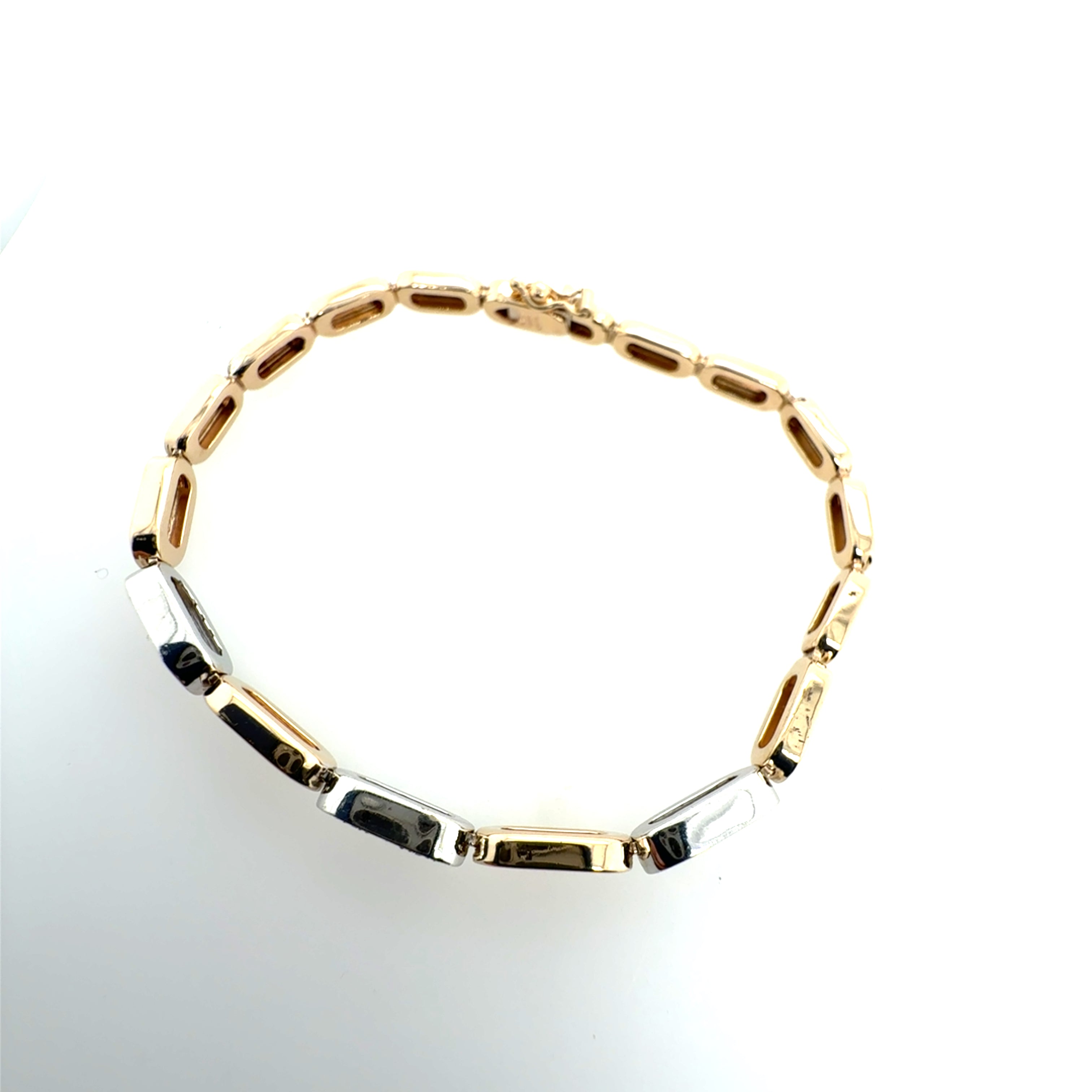 Retro Two Tone Gold 0.50 Carat Natural Diamond Bracelet Circa 1990 Italy