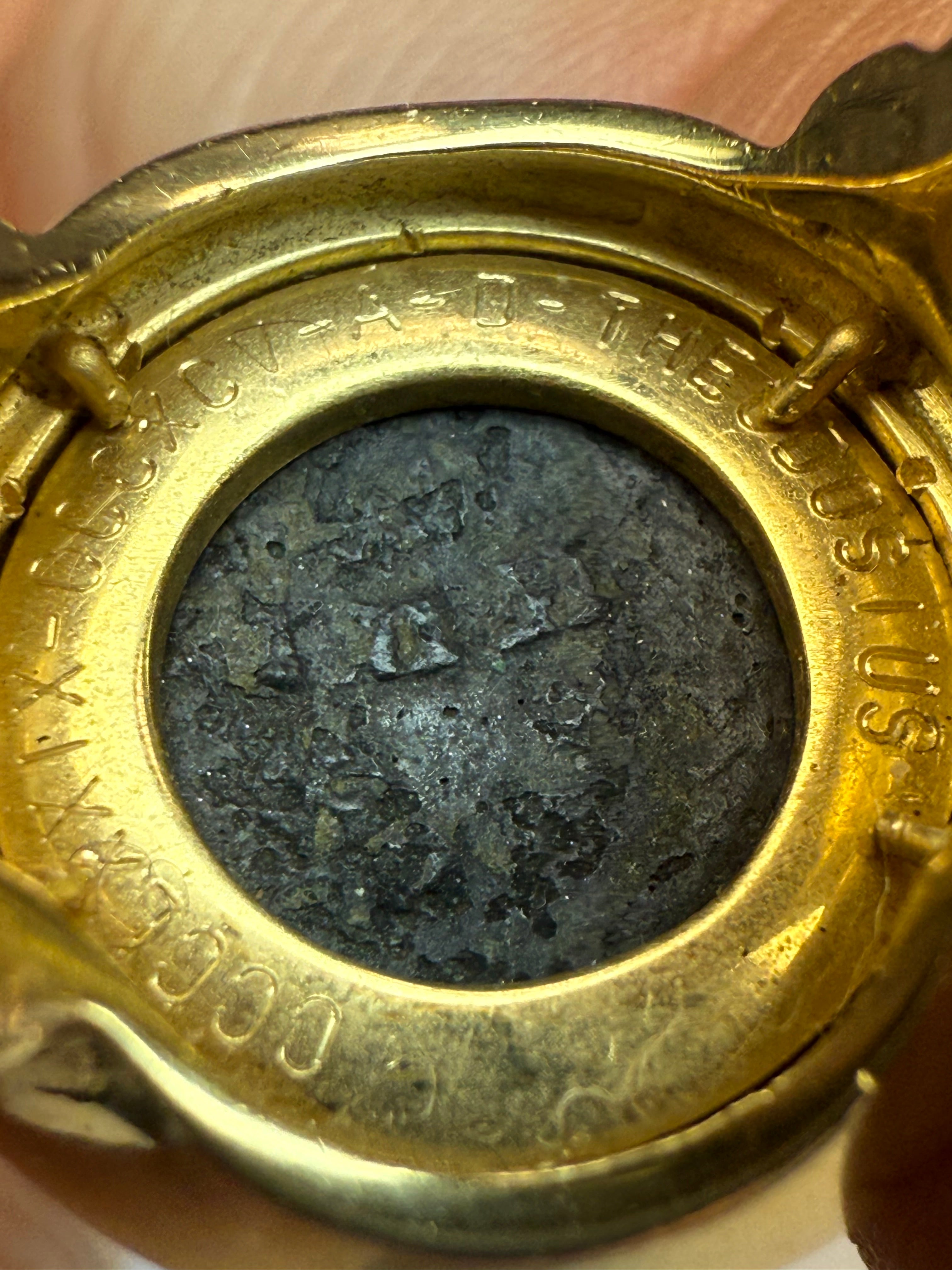 Retro Gold Ancient Roman Coin Theodosius Made in Italy Statement Ring