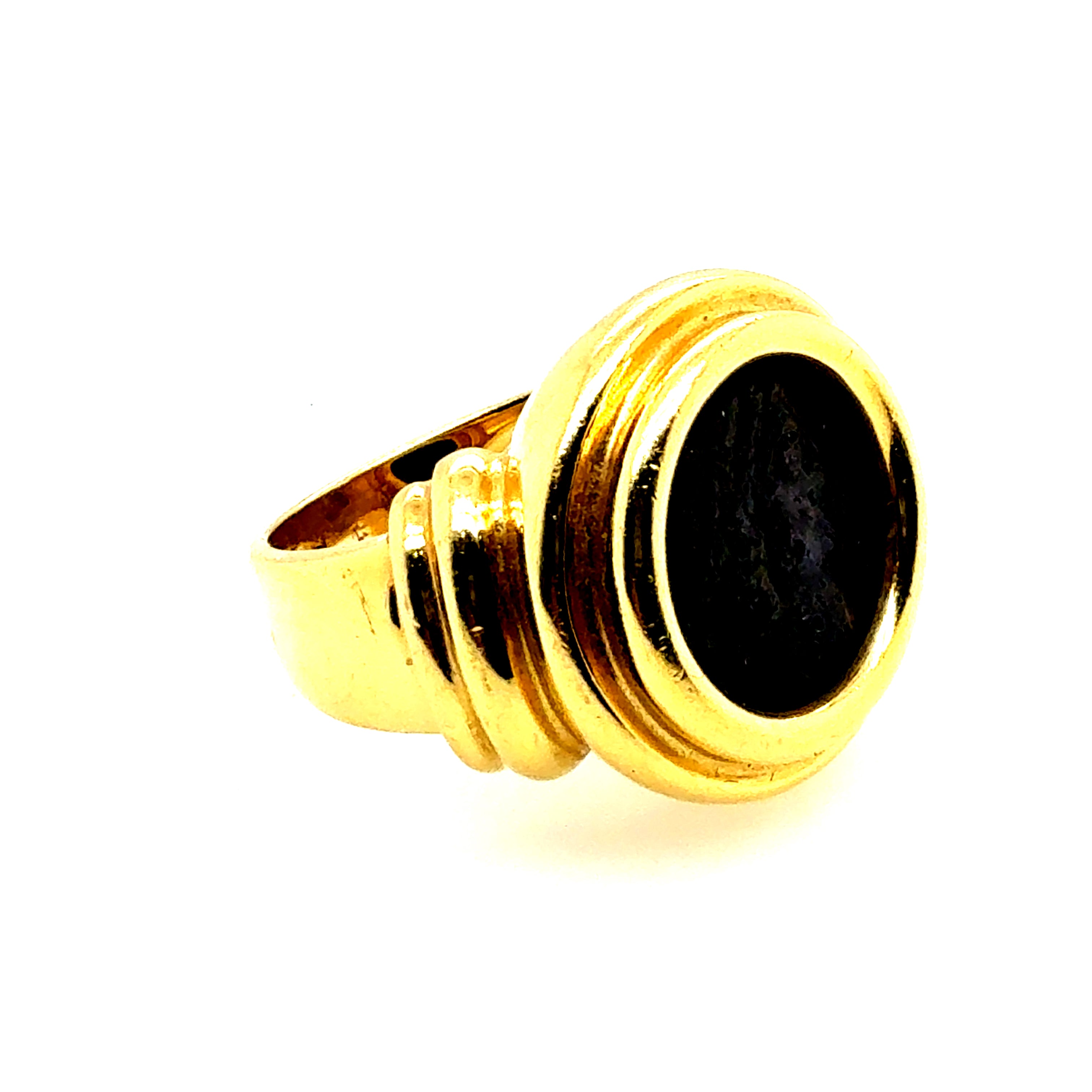 Retro Gold Ancient Roman Coin Theodosius Made in Italy Statement Ring