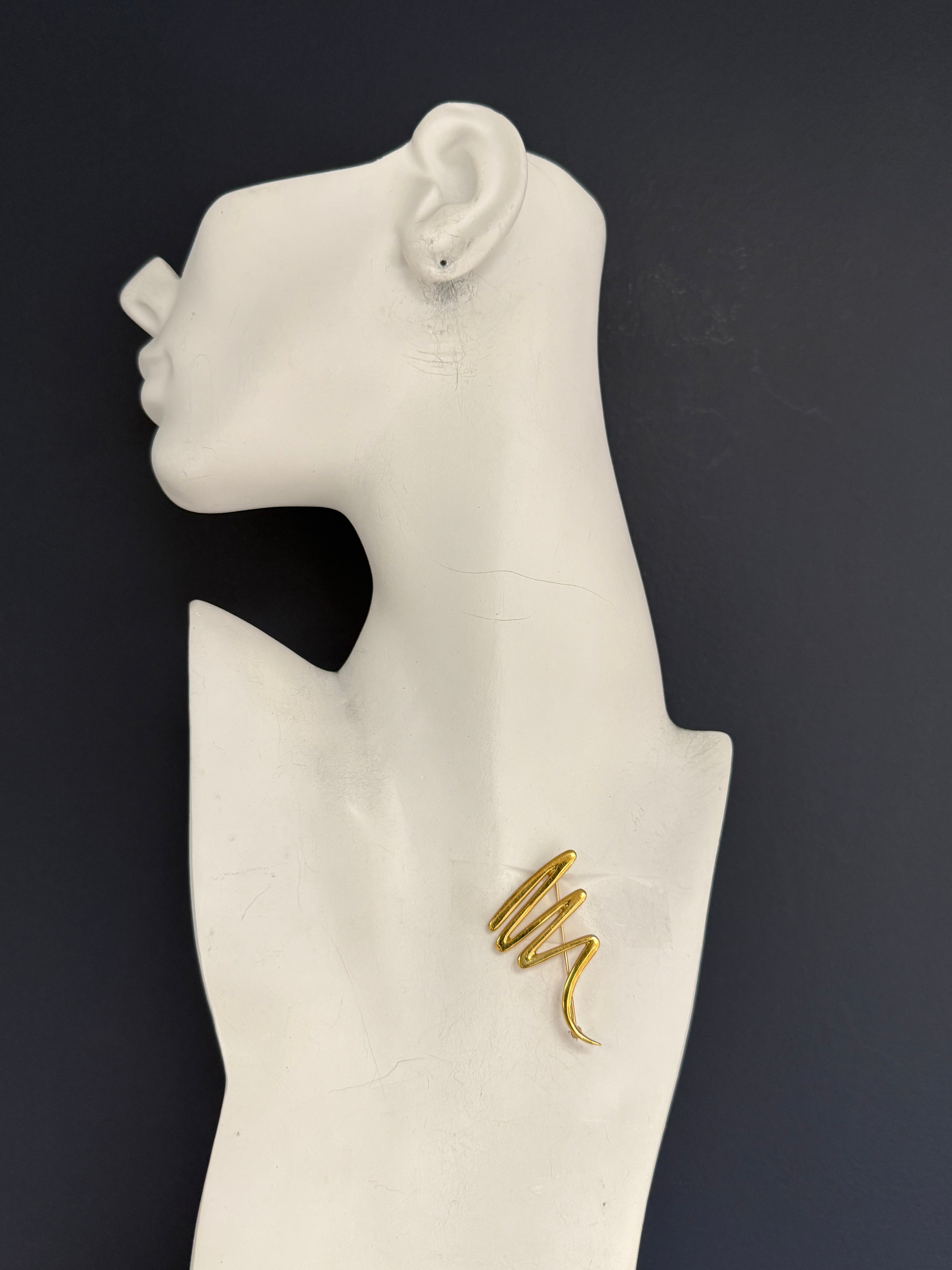 Retro 18K Gold Tiffany & Co. “Zig-Zag” Brooch by Paloma Picasso Circa 1983