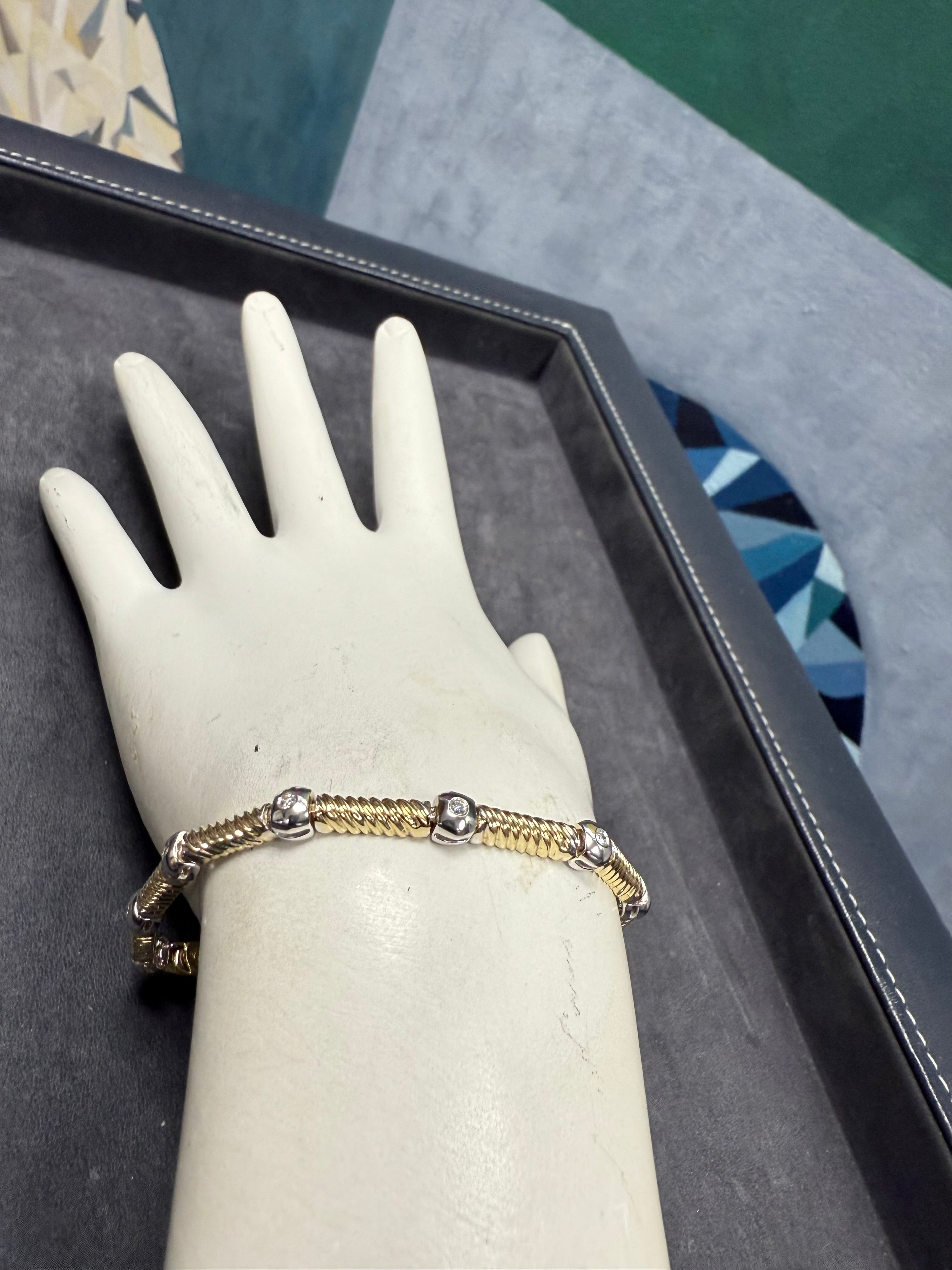 Retro Two Tone Gold 0.38 Carat Natural Diamond Bracelet Circa 1990