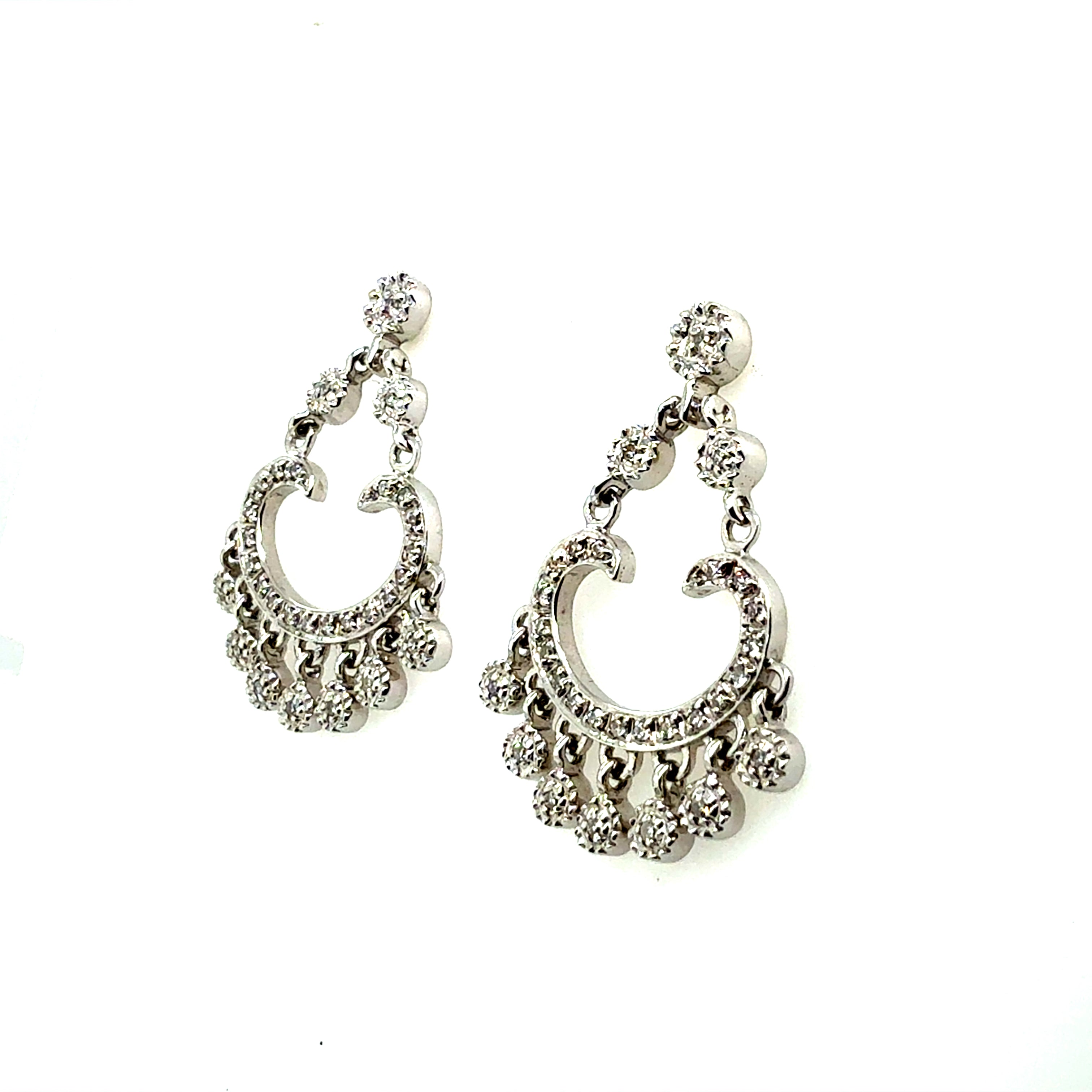 Modern Gold Natural Single Cut Colorless Diamond Drop Earrings 0.45 Carat