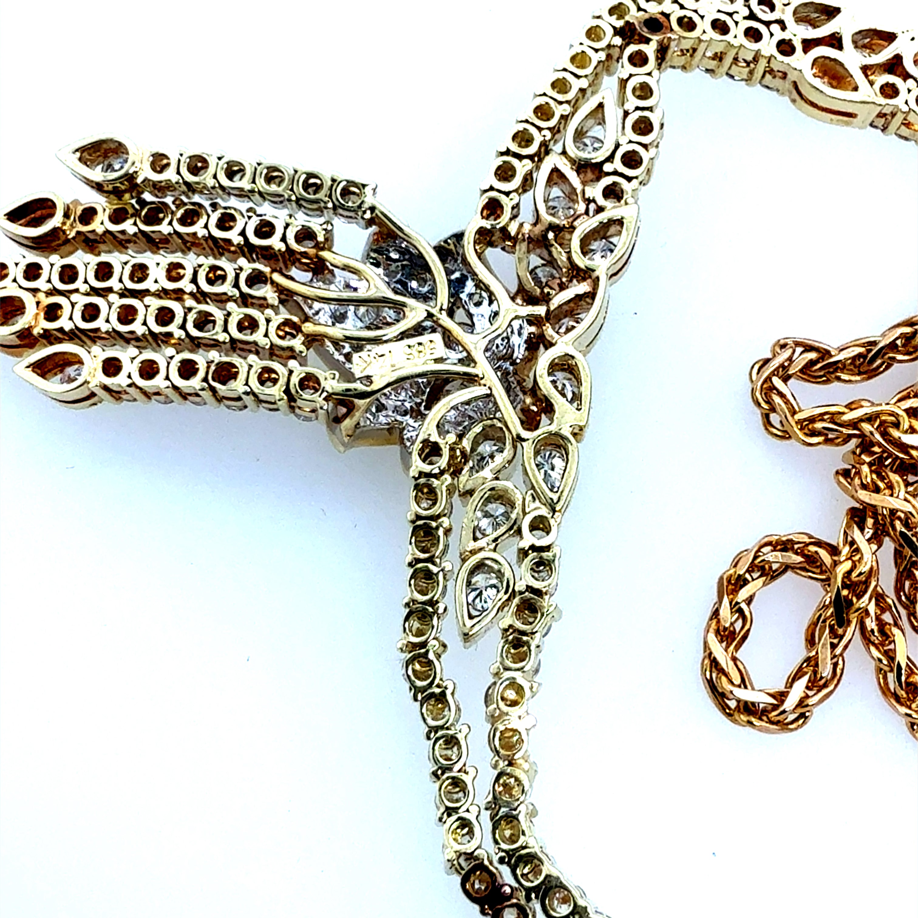 Retro Gold 5 Carat Natural Diamond Statement Necklace, Circa 1975