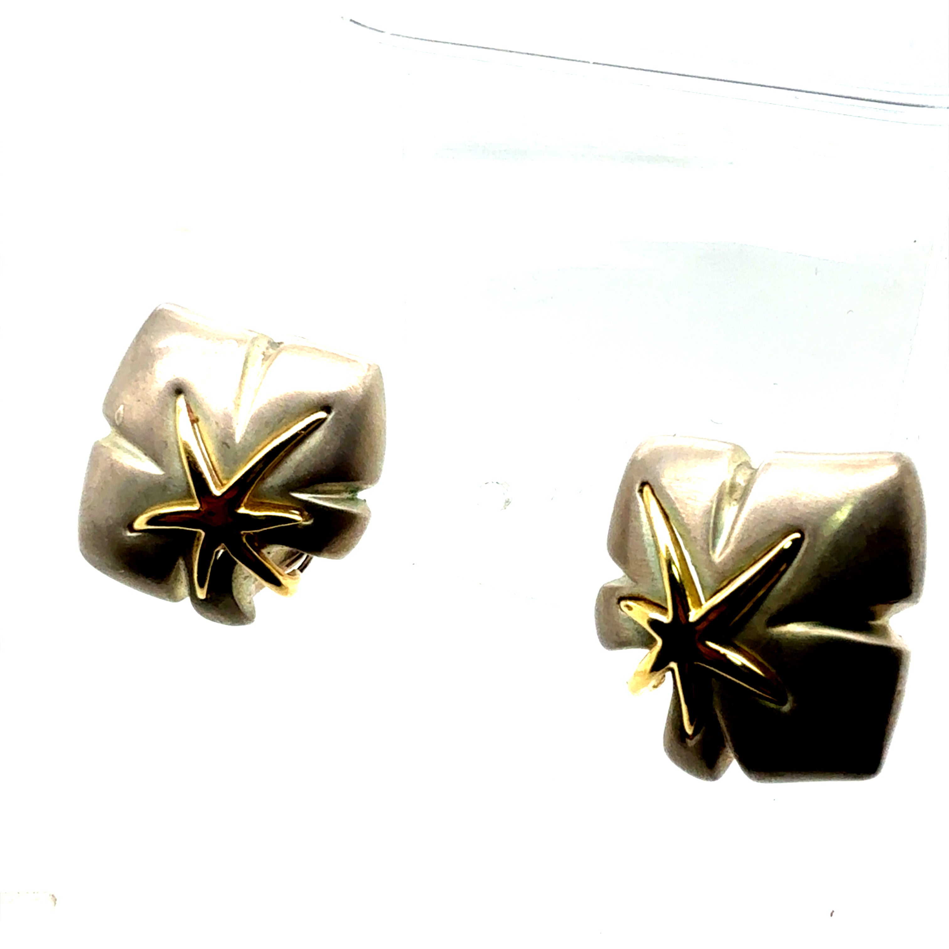 Retro Gold & Silver Original Tiffany and Co Starfish Statement Earrings, 1991