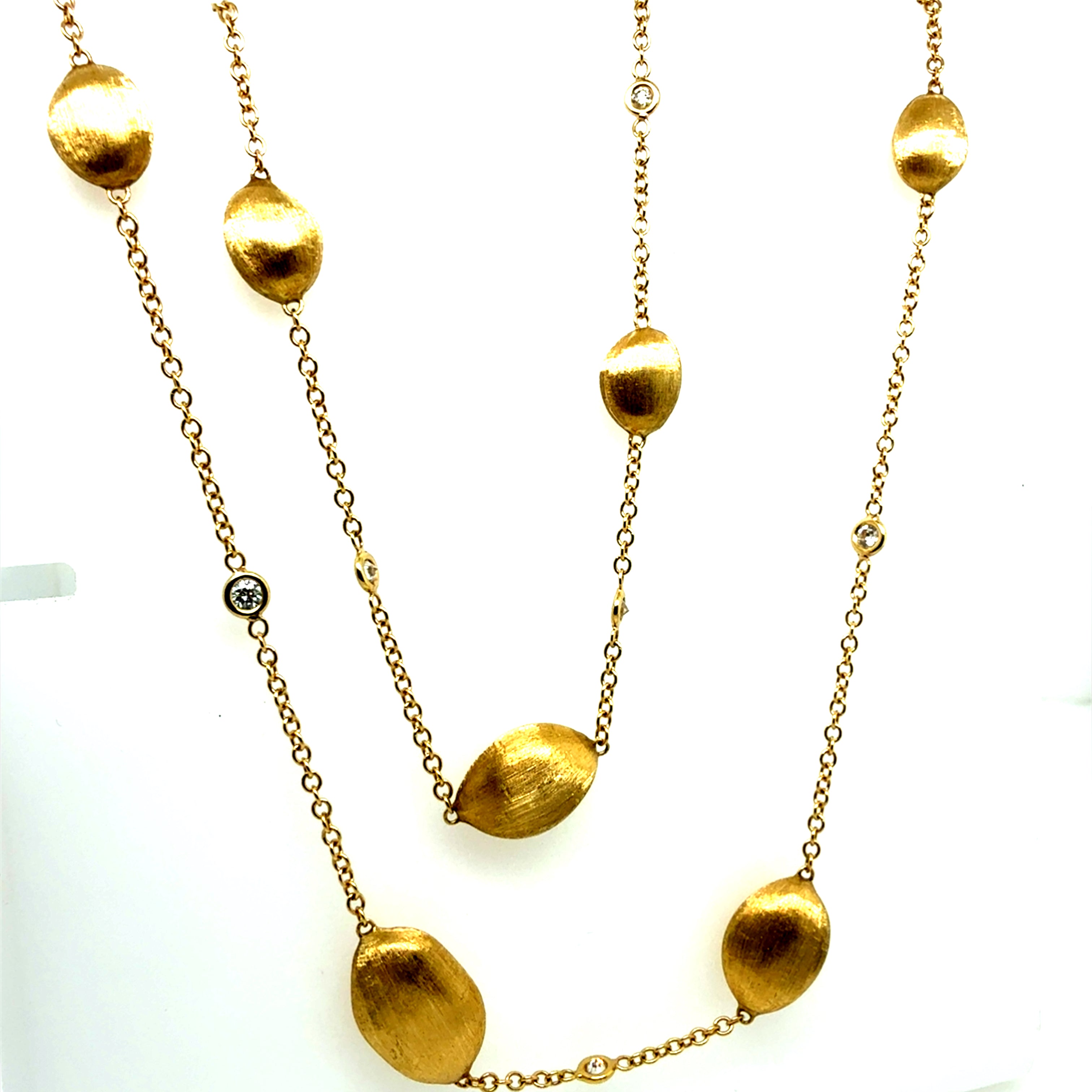Modern Gold 1 Carat Natural Diamond 36-Inch Necklace by Marco Bicego Italy
