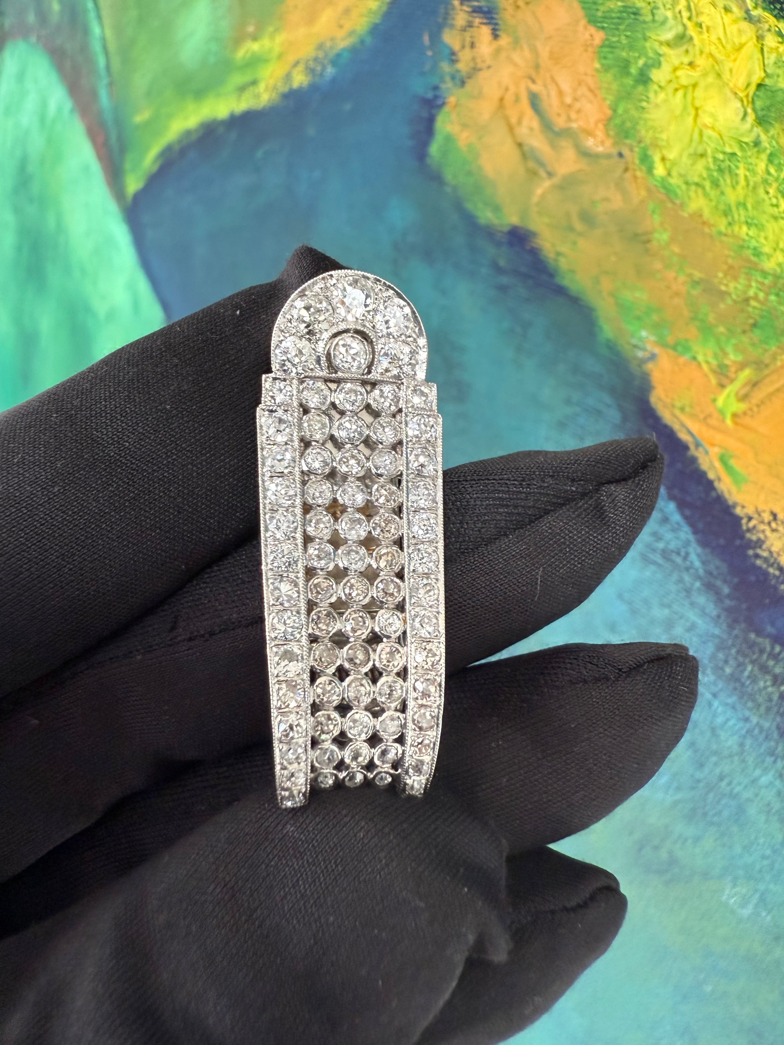 Retro Platinum 5 Carat Old Mine Natural Diamond Tie & Hair Pin Circa 1940