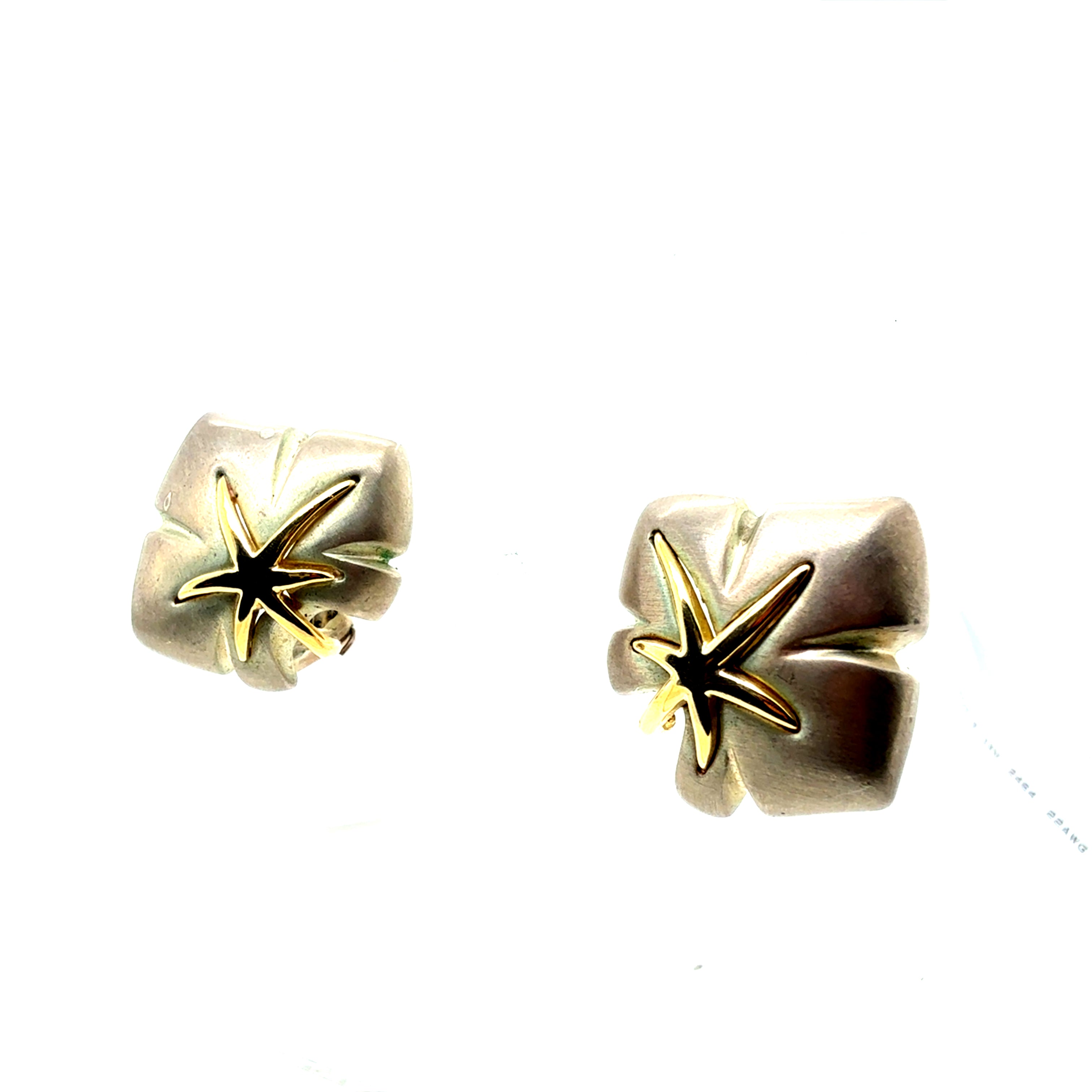 Retro Gold & Silver Original Tiffany and Co Starfish Statement Earrings, 1991