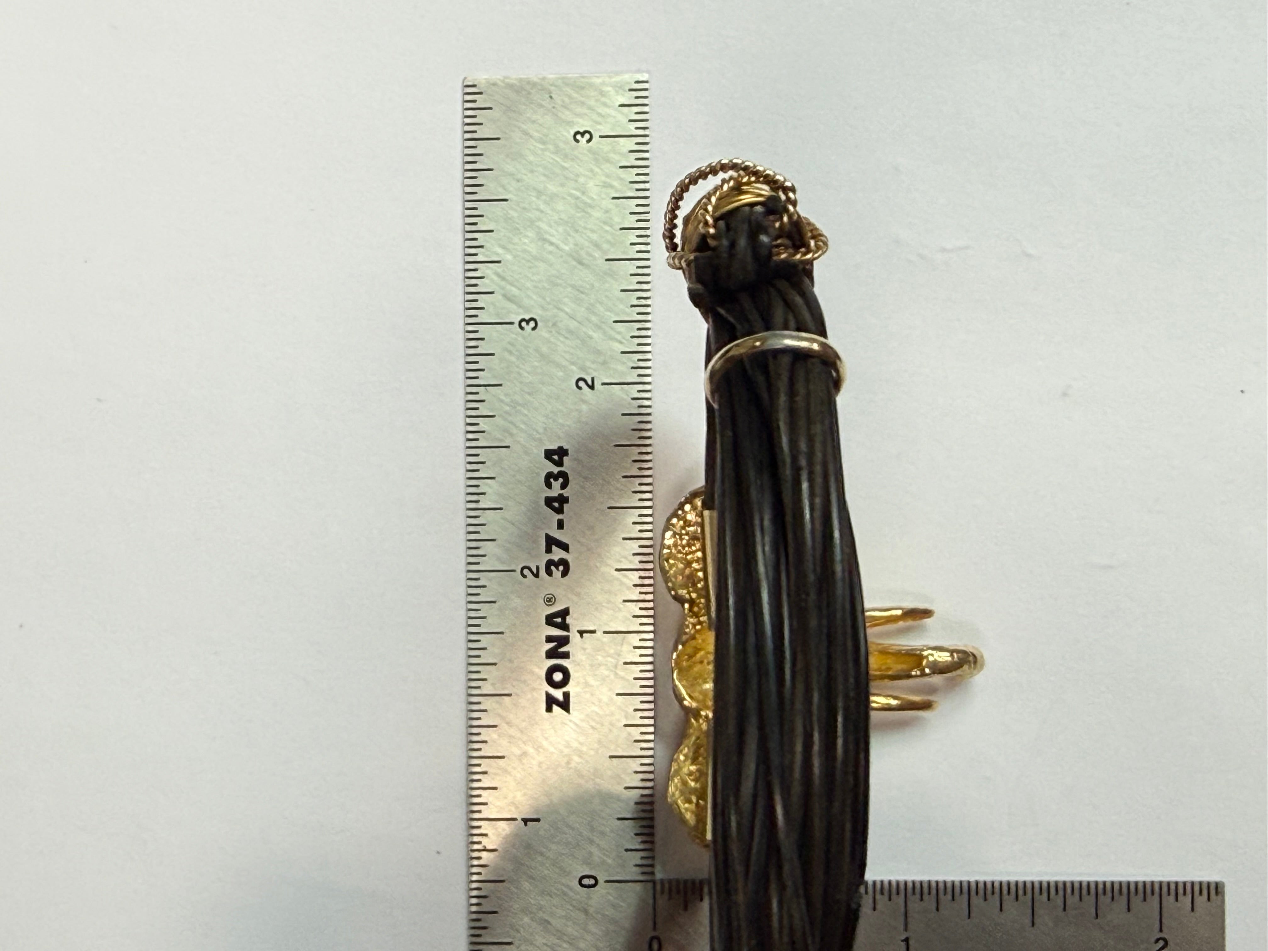 Rare Yellow Gold African Elephant Adjustable Hair Thread Bracelet Circa 1975