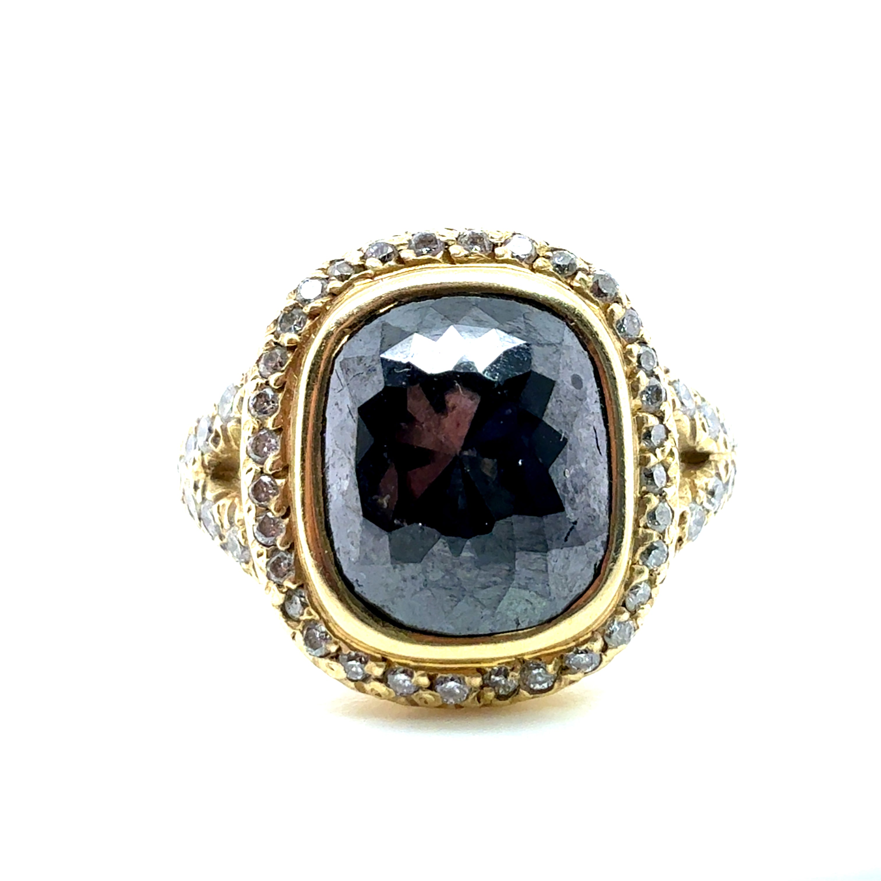 Modern Gold 2.50 Total Carat Natural Diamond & Rose Cut Statement Ring