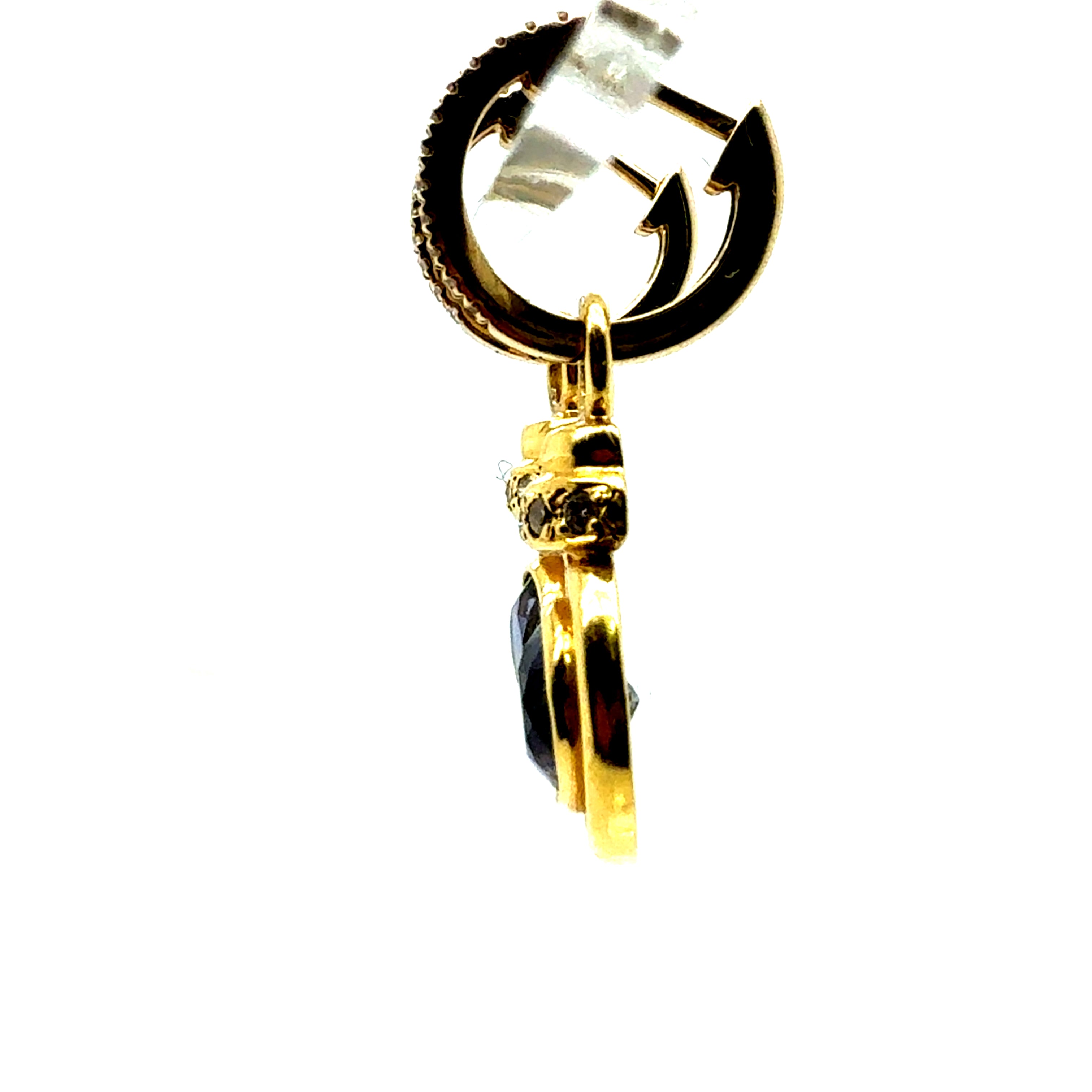 Retro Yellow Gold Drop Enhancer Earrings with Natural Diamonds and Tsavorites