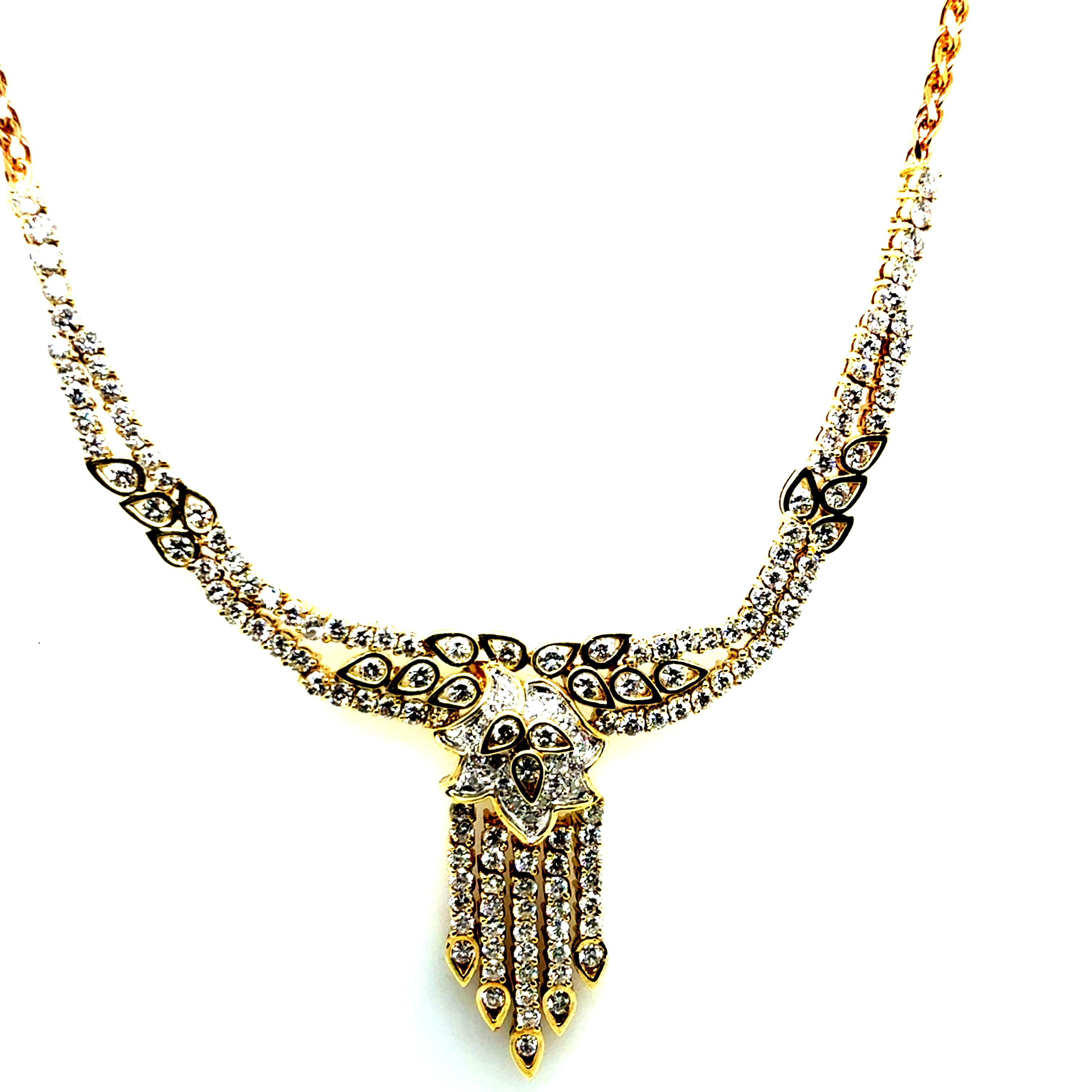 Retro Gold 5 Carat Natural Diamond Statement Necklace, Circa 1975
