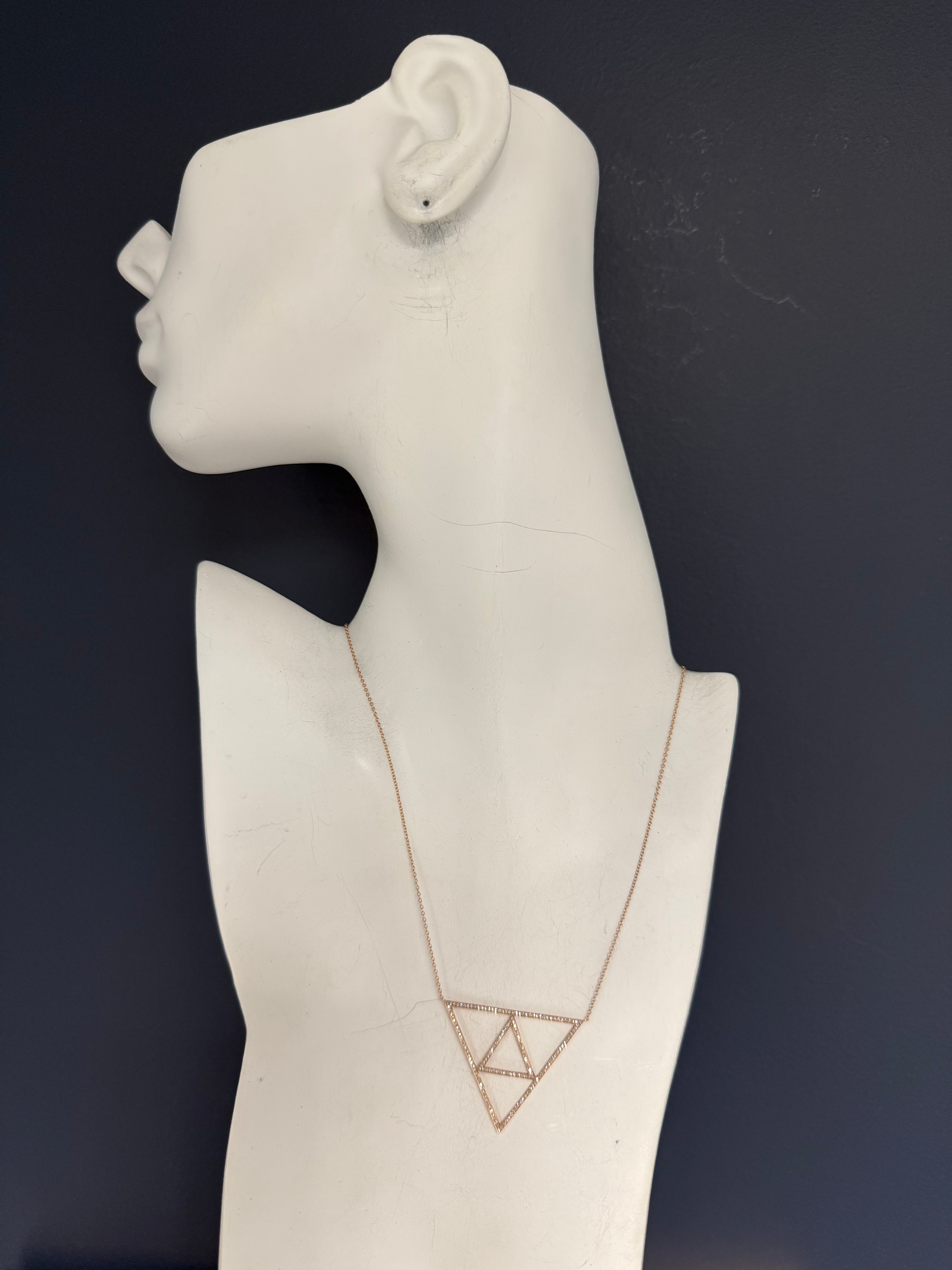 Modern 14k Rose Gold 0.50 Carat Natural Diamond Triangular Pendant