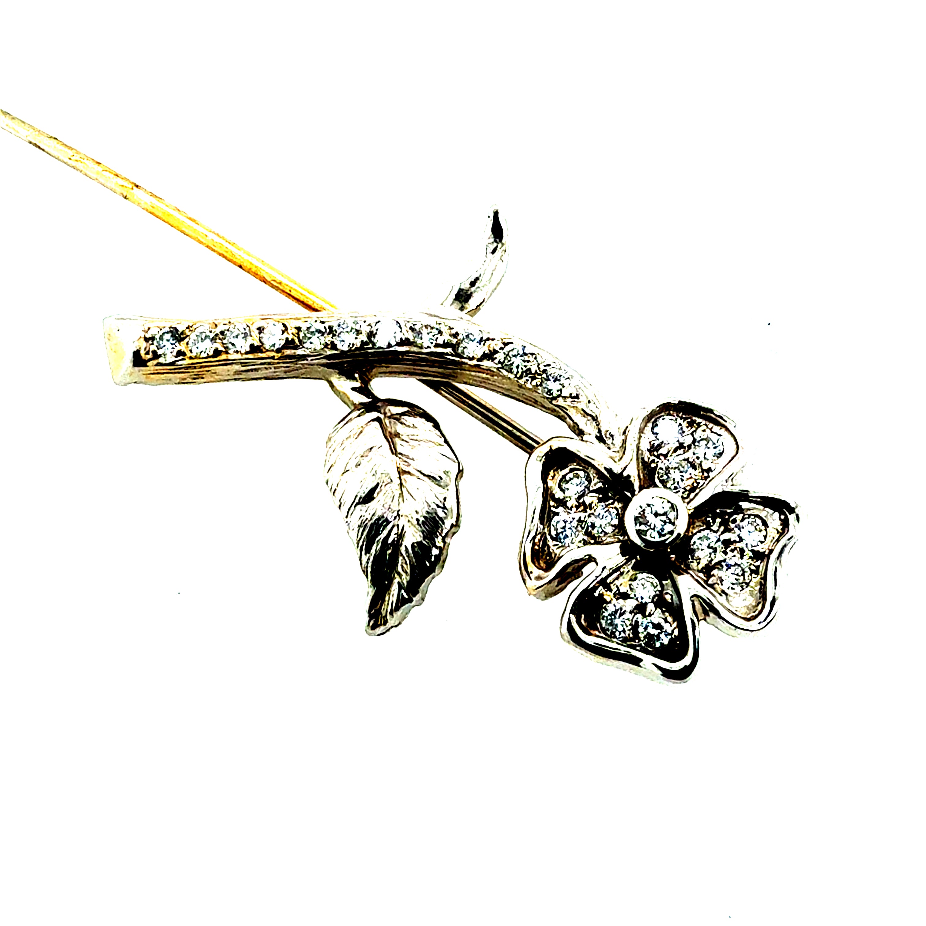 Retro White Gold 0.40 Carat Natural Diamond Flower Pin Circa 1965