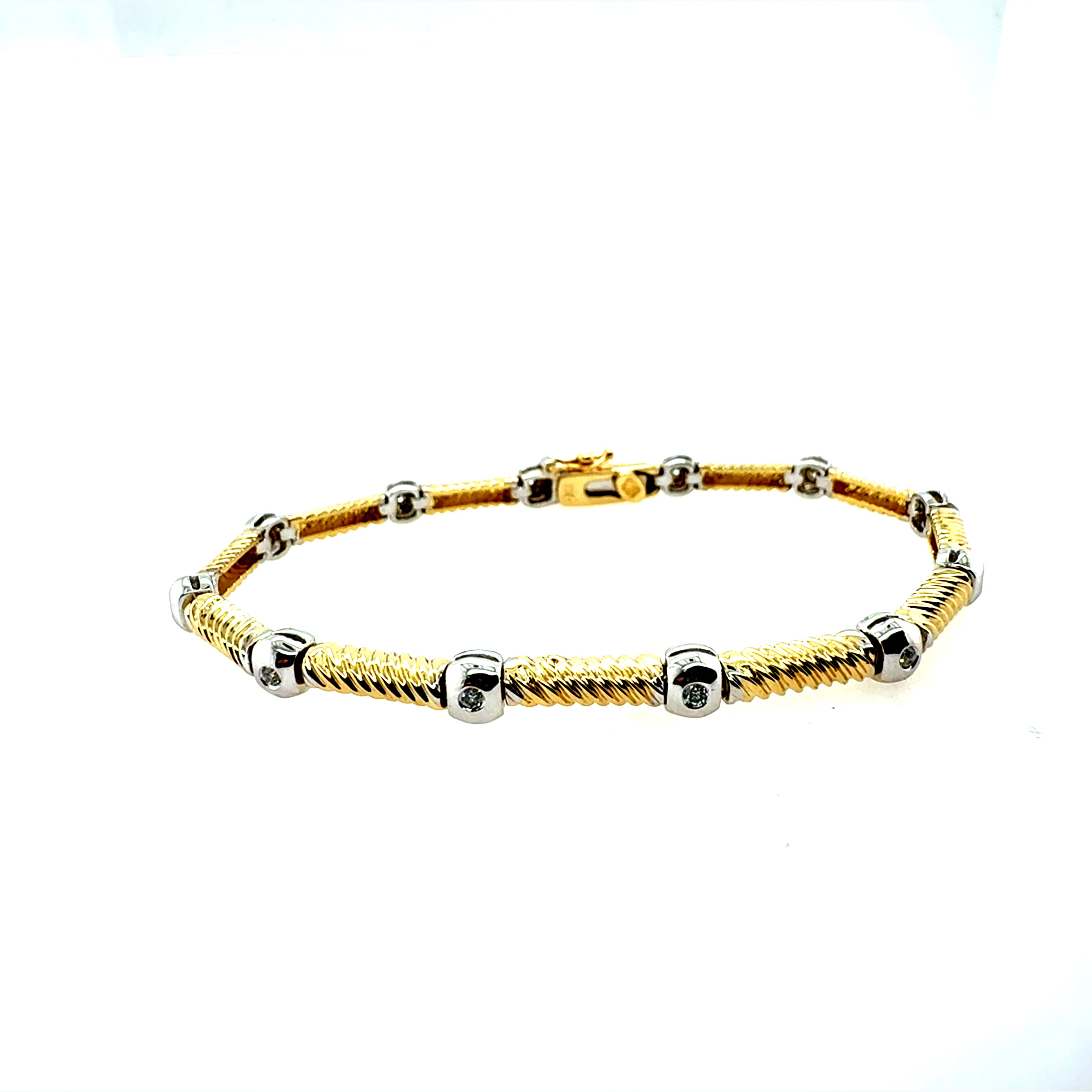 Retro Two Tone Gold 0.38 Carat Natural Diamond Bracelet Circa 1990