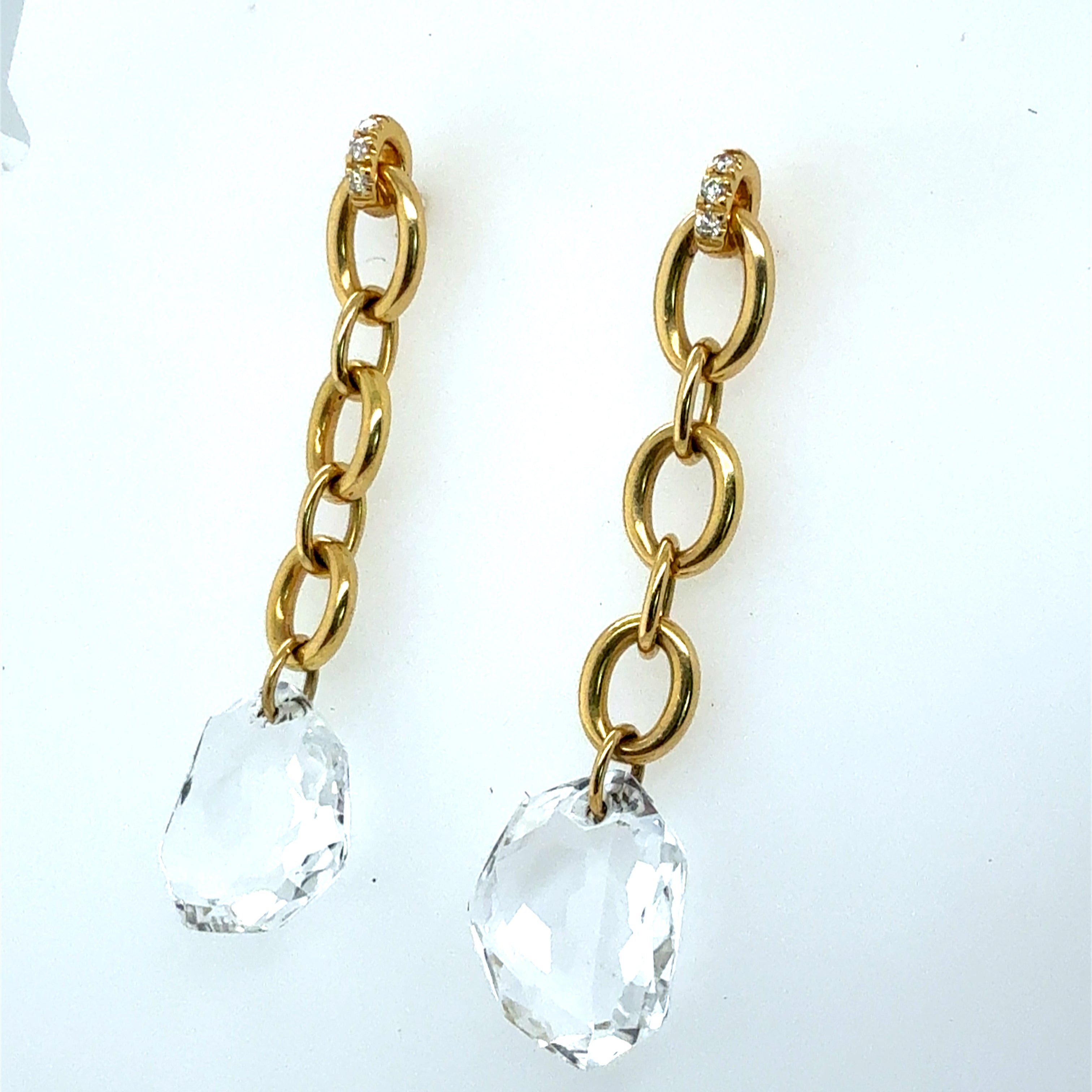 Modern Gold Natural Diamond and Rock Crystal Dangle Earrings by H. Stern