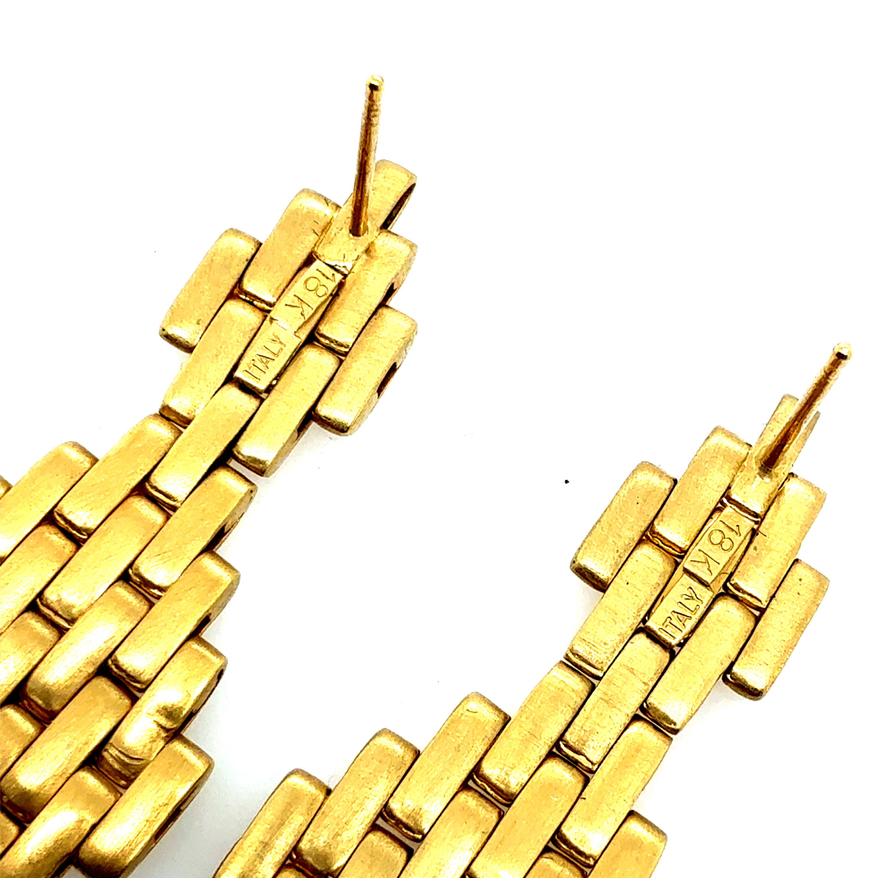 Modern 18K Yellow Gold 2-Inch Drop Statement Earrings Made in Italy