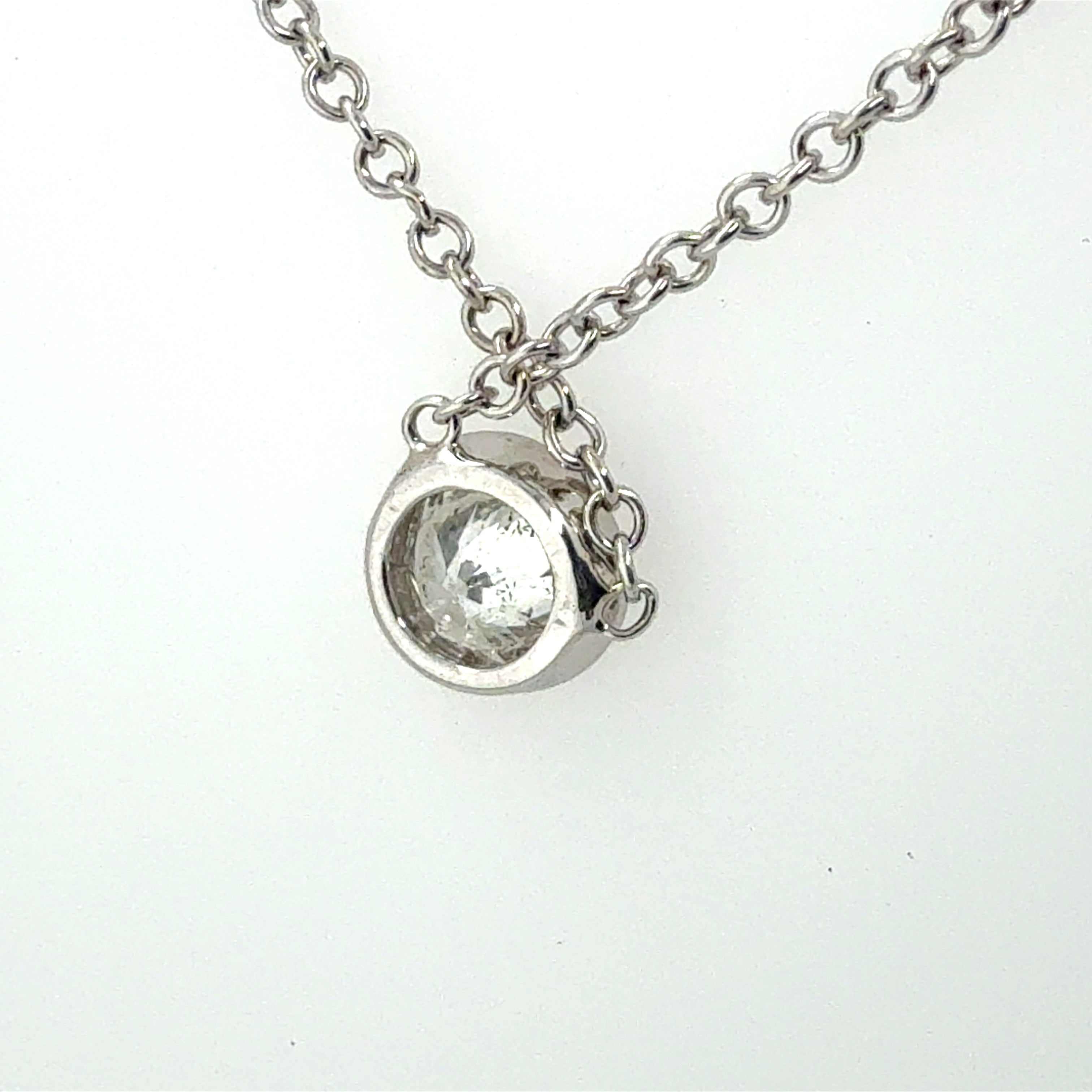 Modern White Gold 0.70 CARAT Natural Round Diamond BEZEL Set Necklace