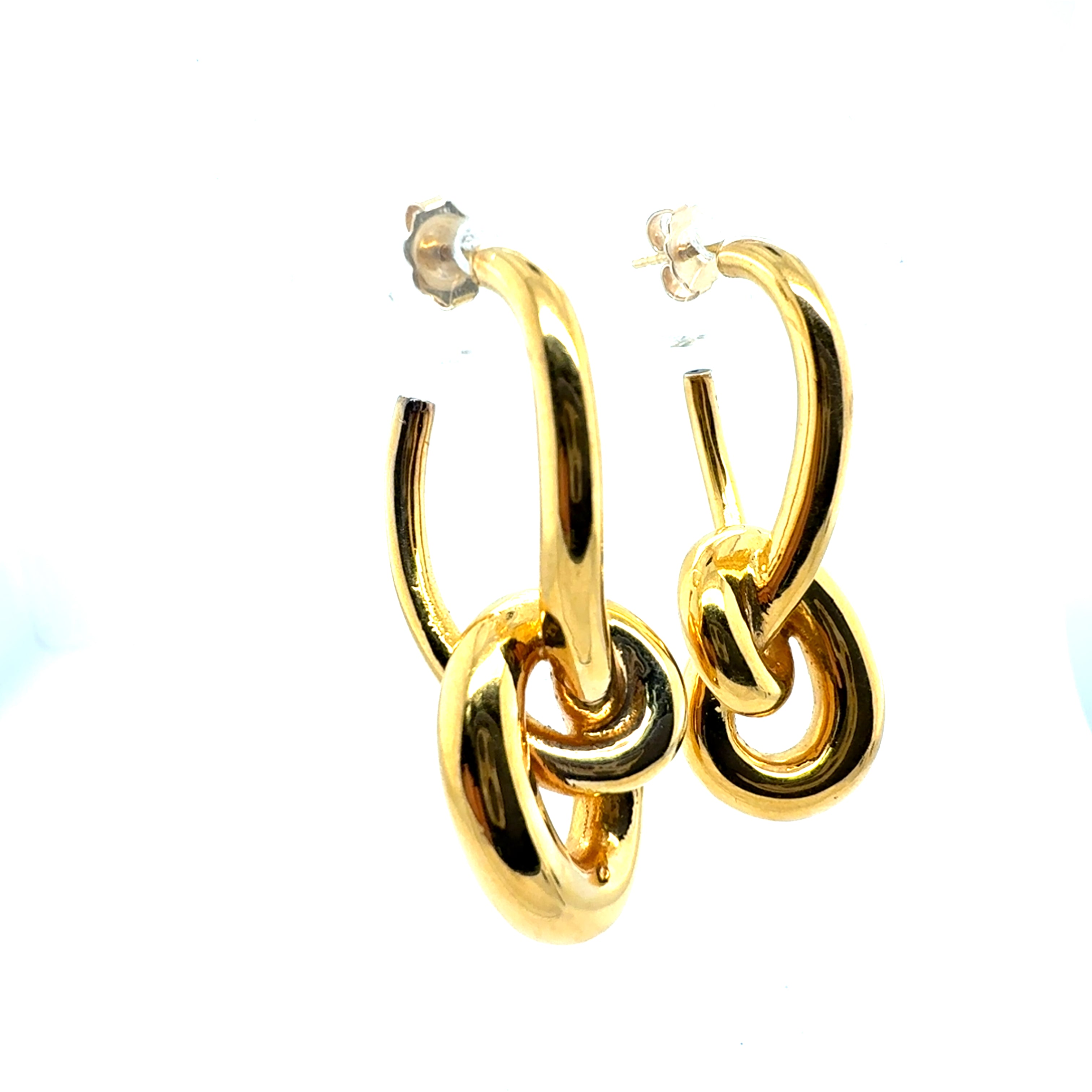 Retro 14K Yellow Gold Tubular Twist Drop Earrings
