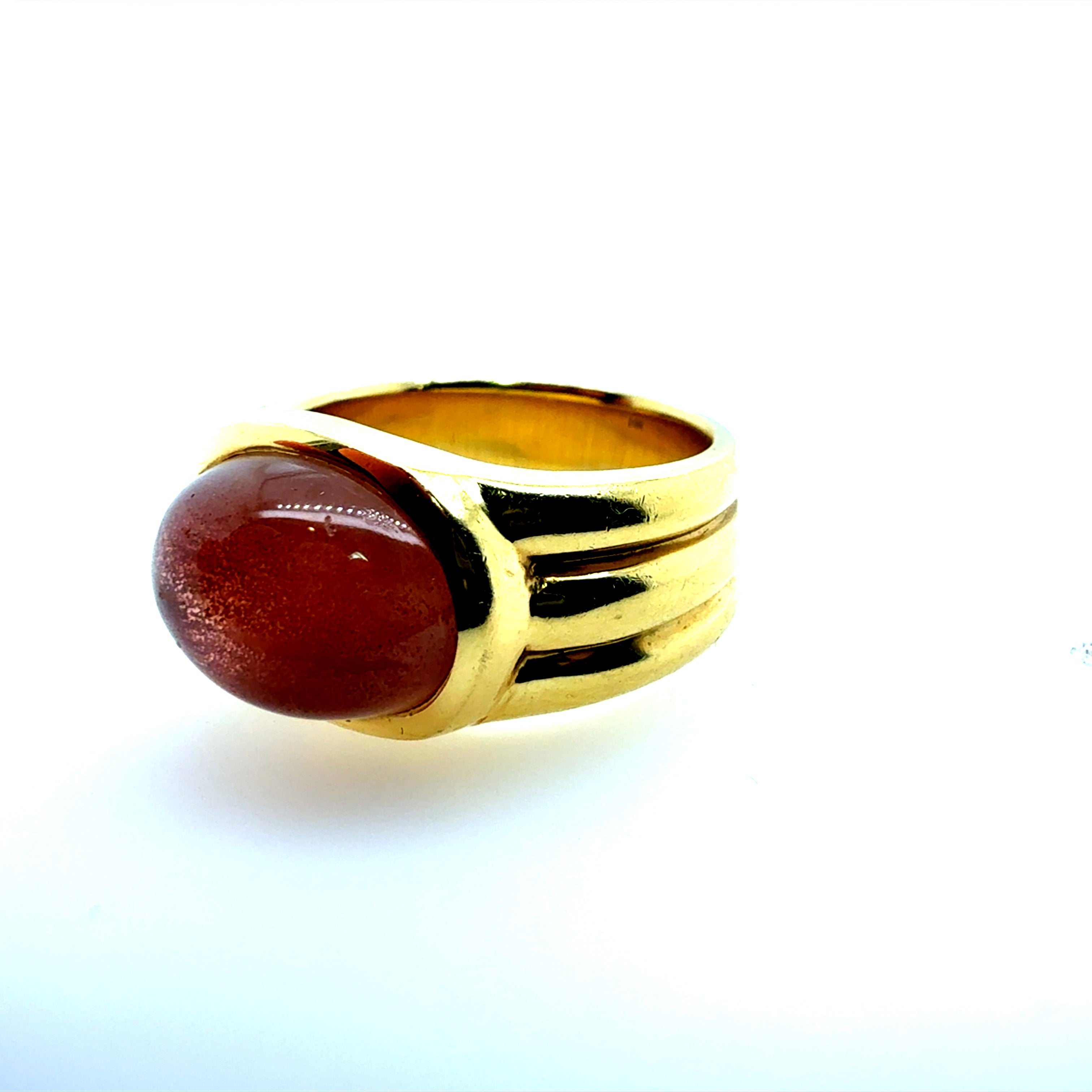Retro Yellow Gold Cabochon Sunstone Feldspar Cocktail Ring, Circa 1980