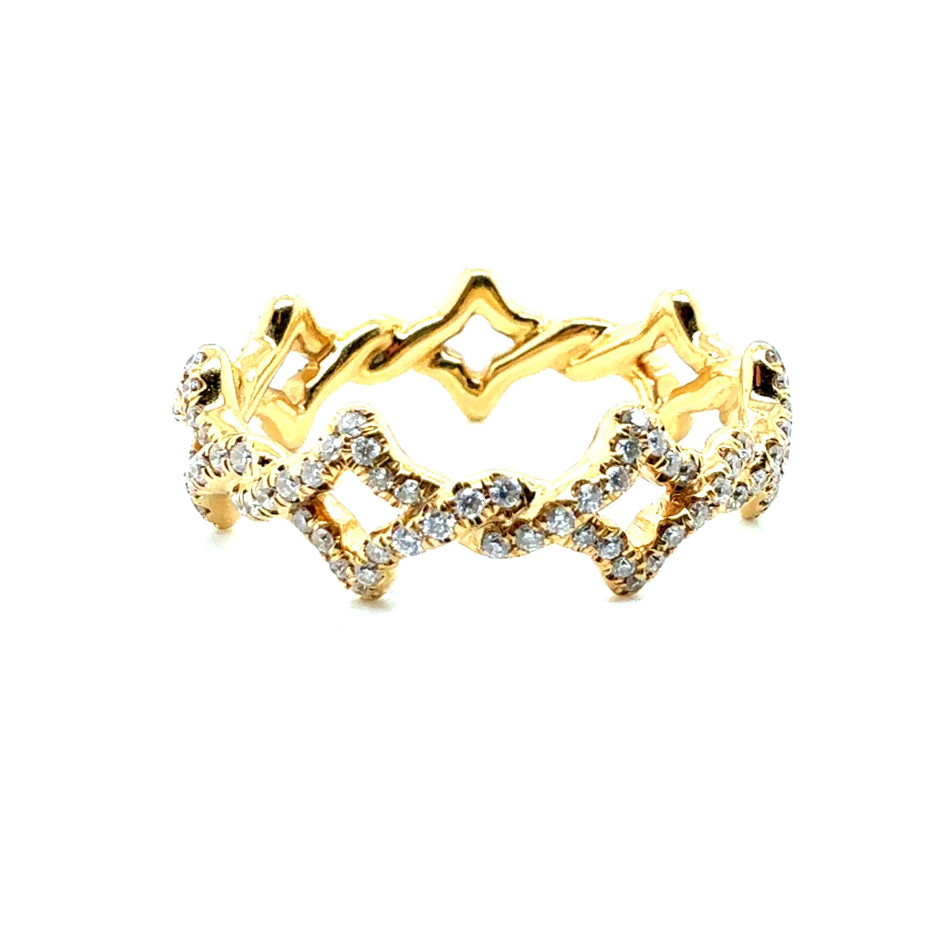David Yurman Yellow Gold Natural Diamond Venetian Quatrefoil Band