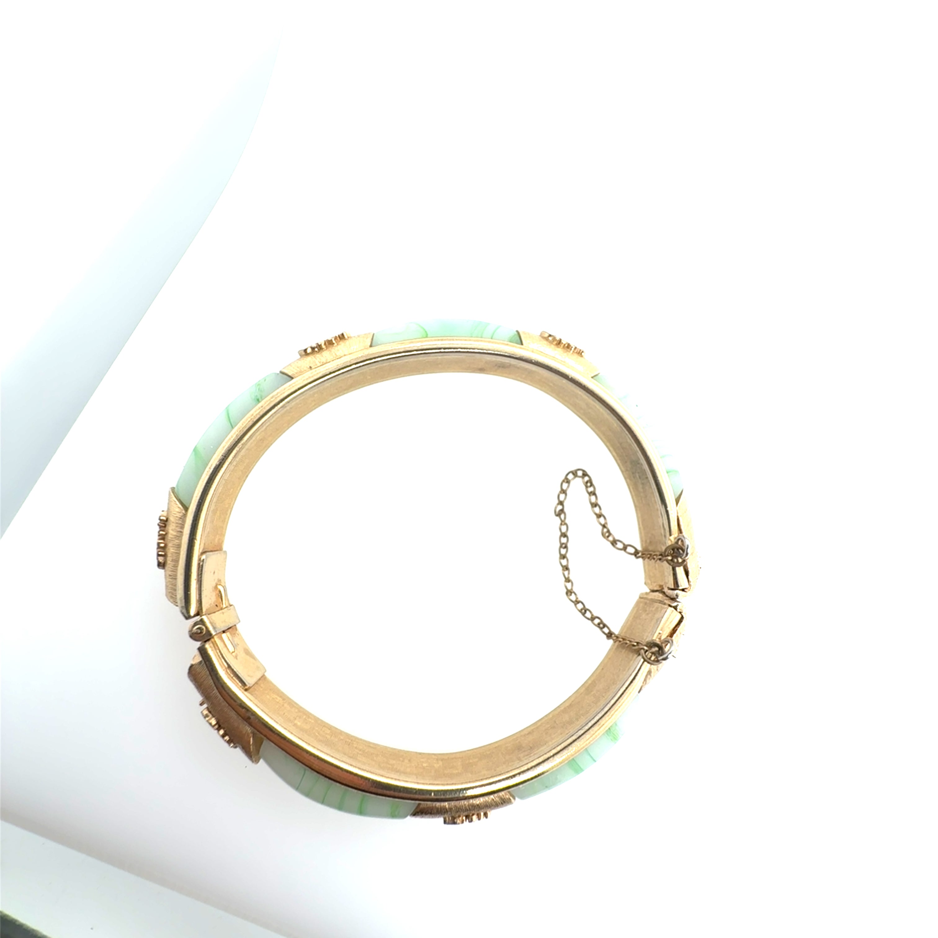 Retro Costume Yellow & Green Jade-Like Imitation Glass Spring Bangle