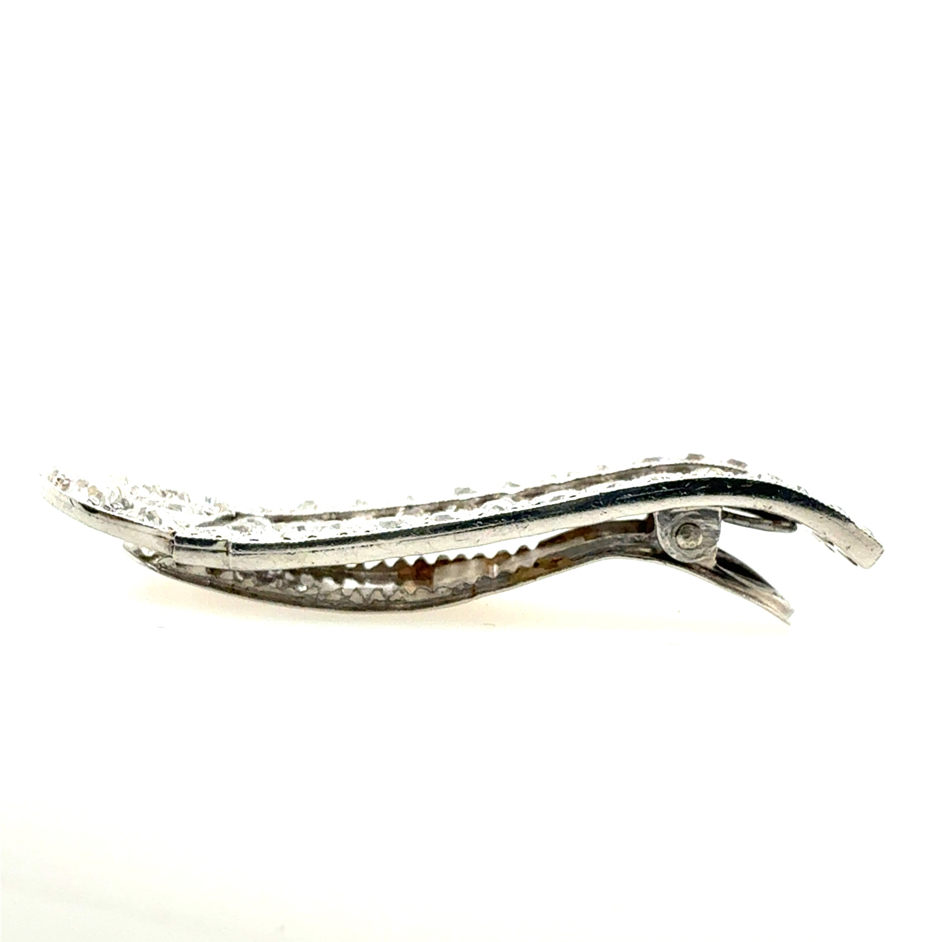 Retro Platinum 5 Carat Old Mine Natural Diamond Tie & Hair Pin Circa 1940