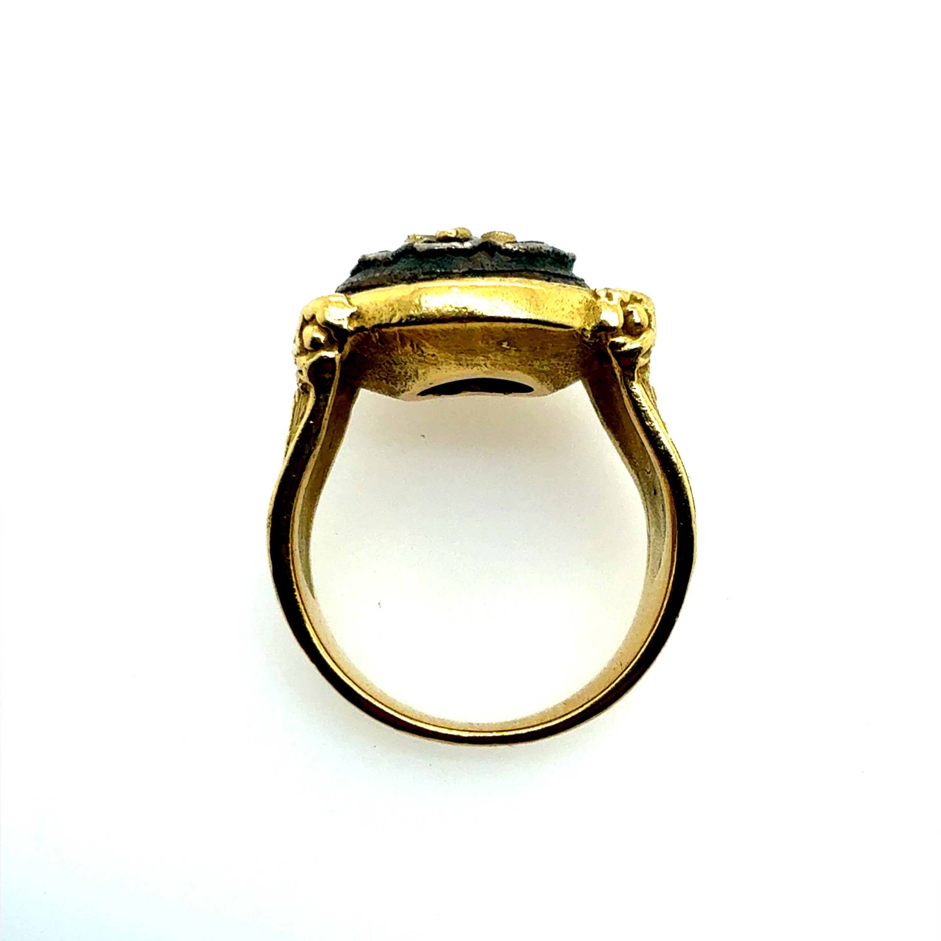 Retro Yellow Gold Floral Petal Medallion Style Statement Ring Circa 1985