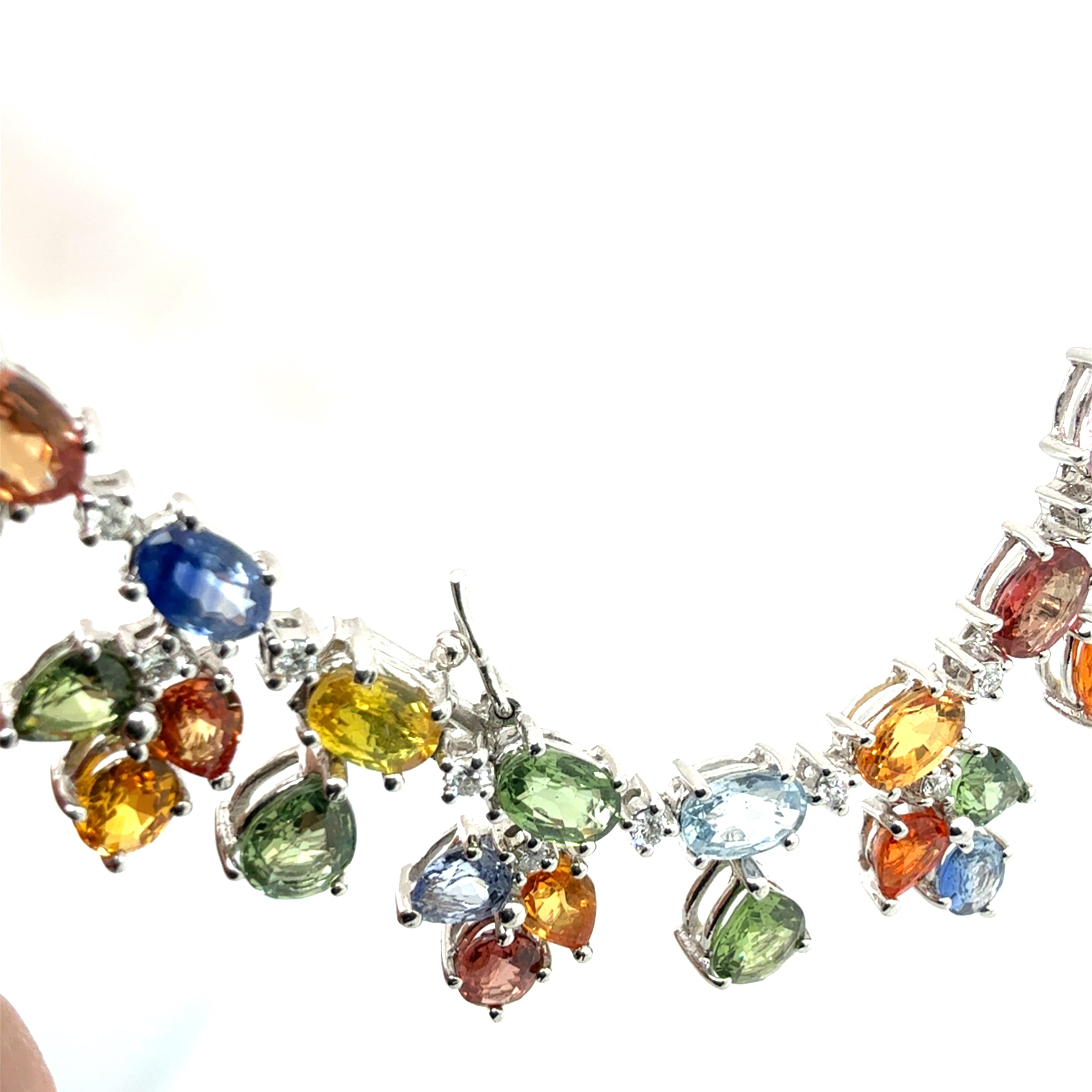 Modern Gold 78.53 Carat Natural Sapphire & Multicolor Gem Tutti Frutti Necklace