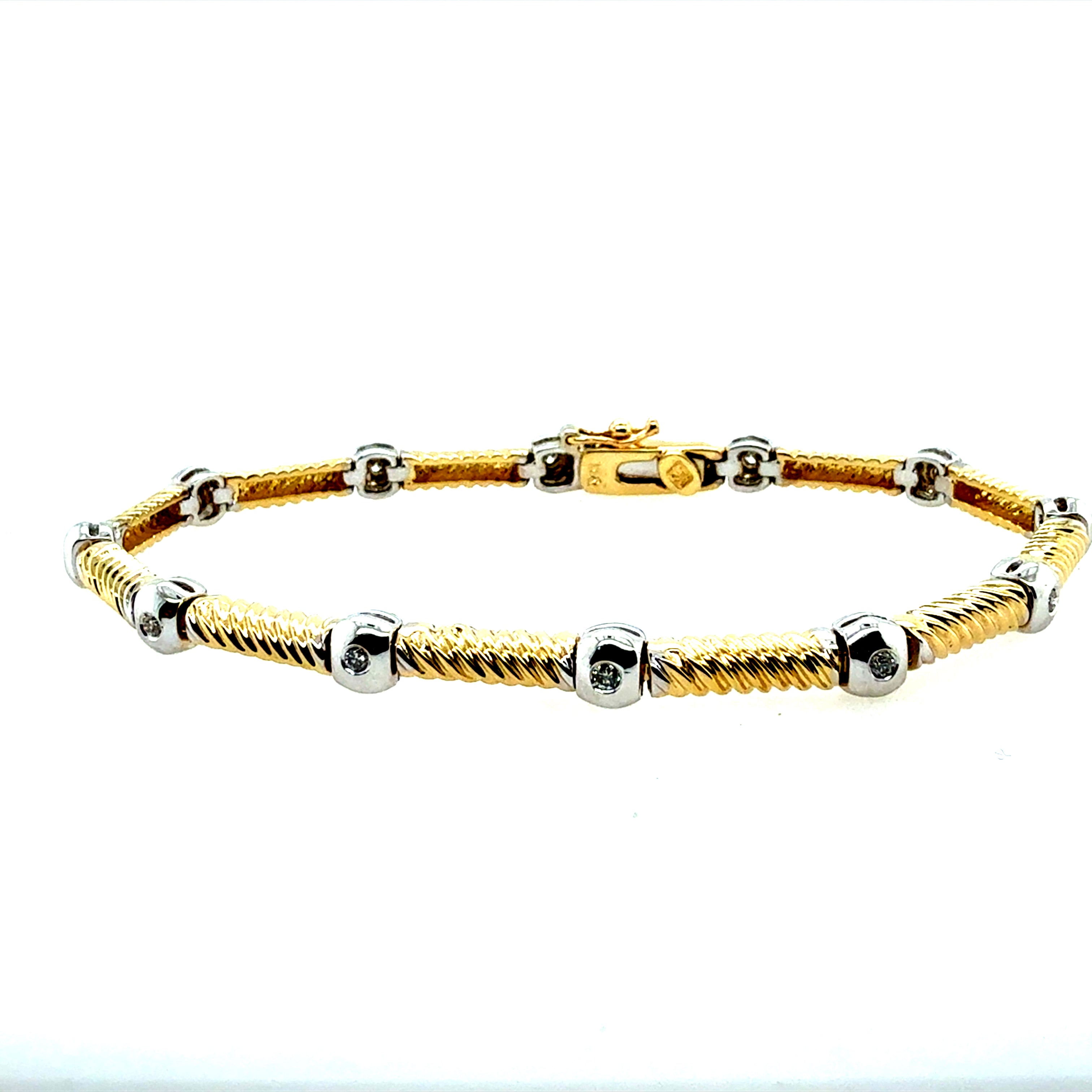 Retro Two Tone Gold 0.38 Carat Natural Diamond Bracelet Circa 1990