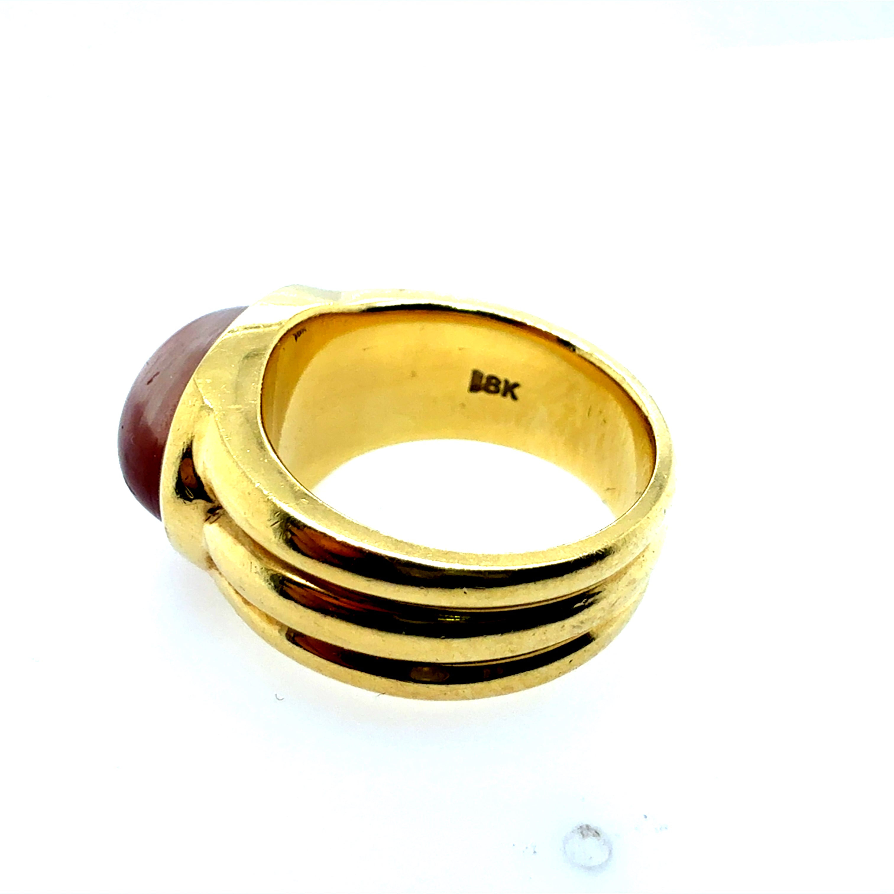 Retro Yellow Gold Cabochon Sunstone Feldspar Cocktail Ring, Circa 1980