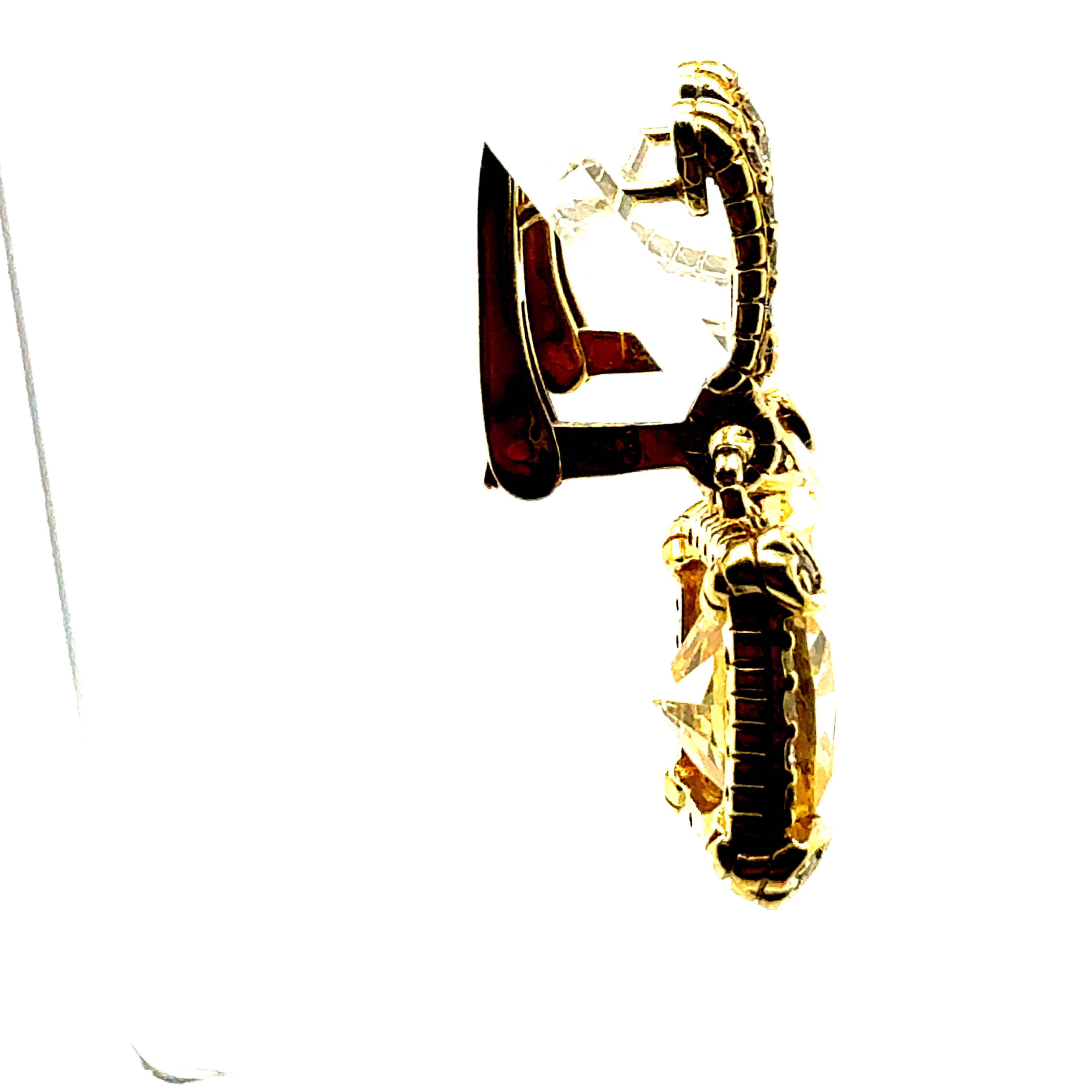 Modern 18K Yellow Gold 0.5 Carat Natural Diamond & Canary CZ Drop Earrings