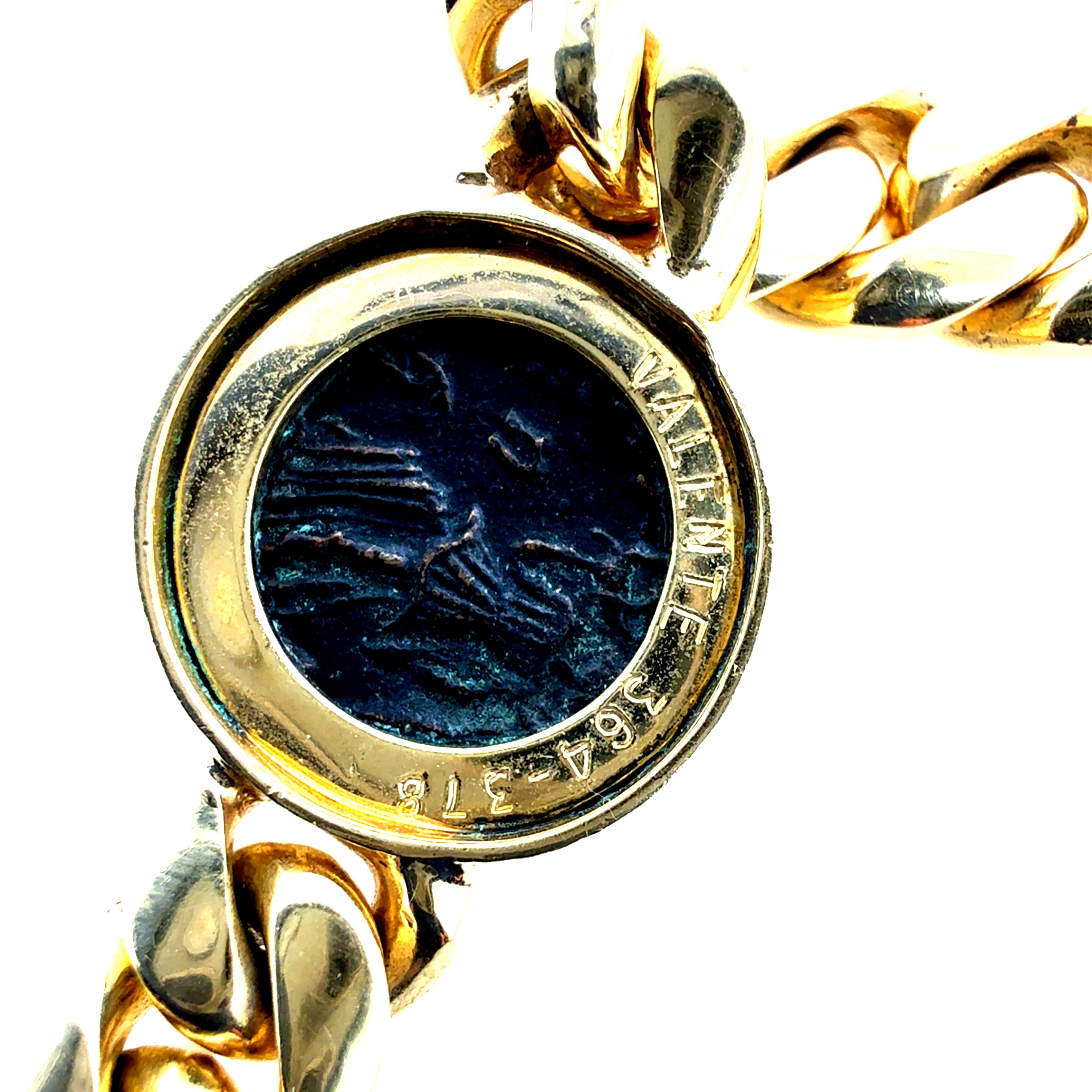 Retro Gold Roman Constantine Coin Bracelet Valentiniano Capri Italy