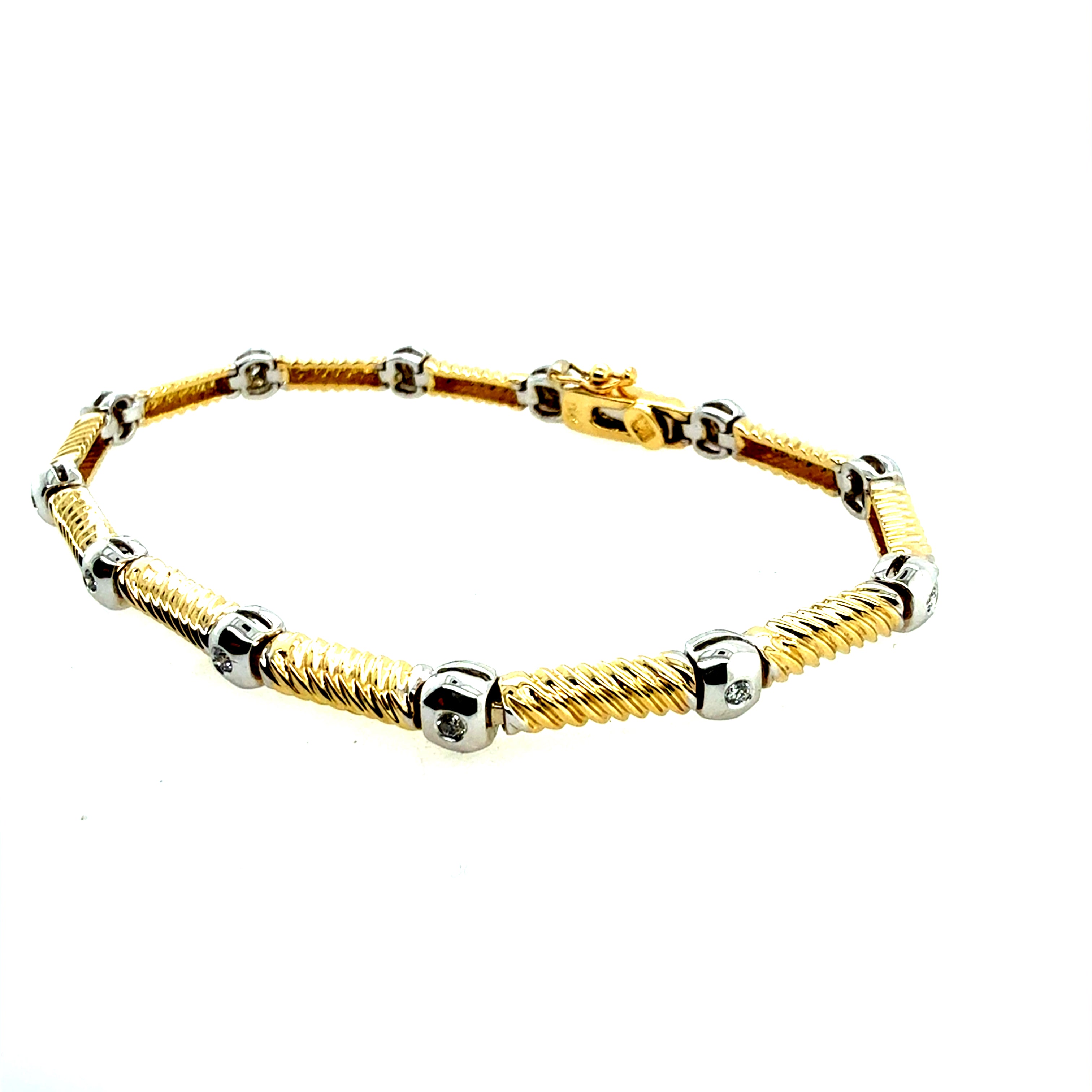 Retro Two Tone Gold 0.38 Carat Natural Diamond Bracelet Circa 1990