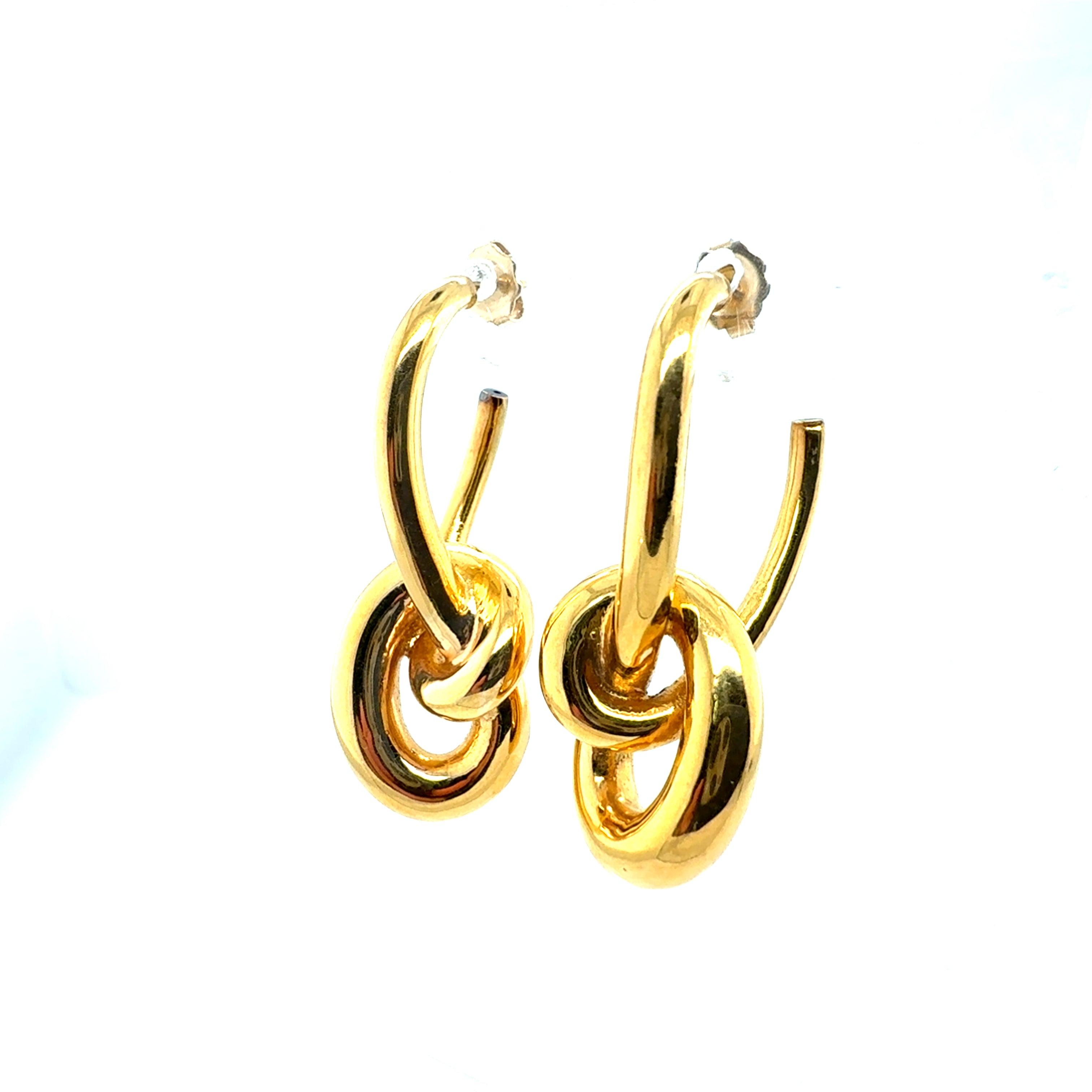 Retro 14K Yellow Gold Tubular Twist Drop Earrings