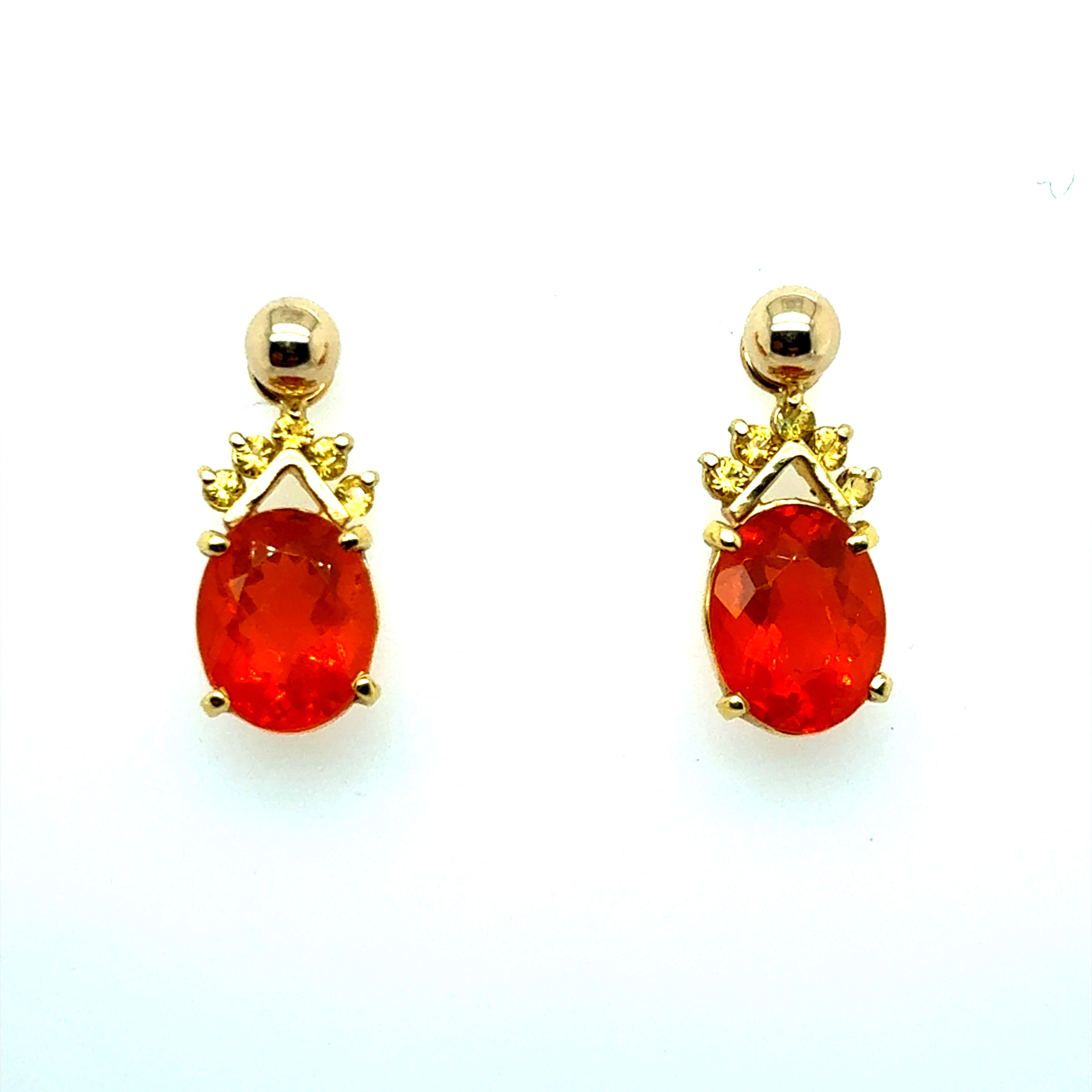 Retro Gold Natural Oval Orange Mexican Opal Statement Drop Earrings