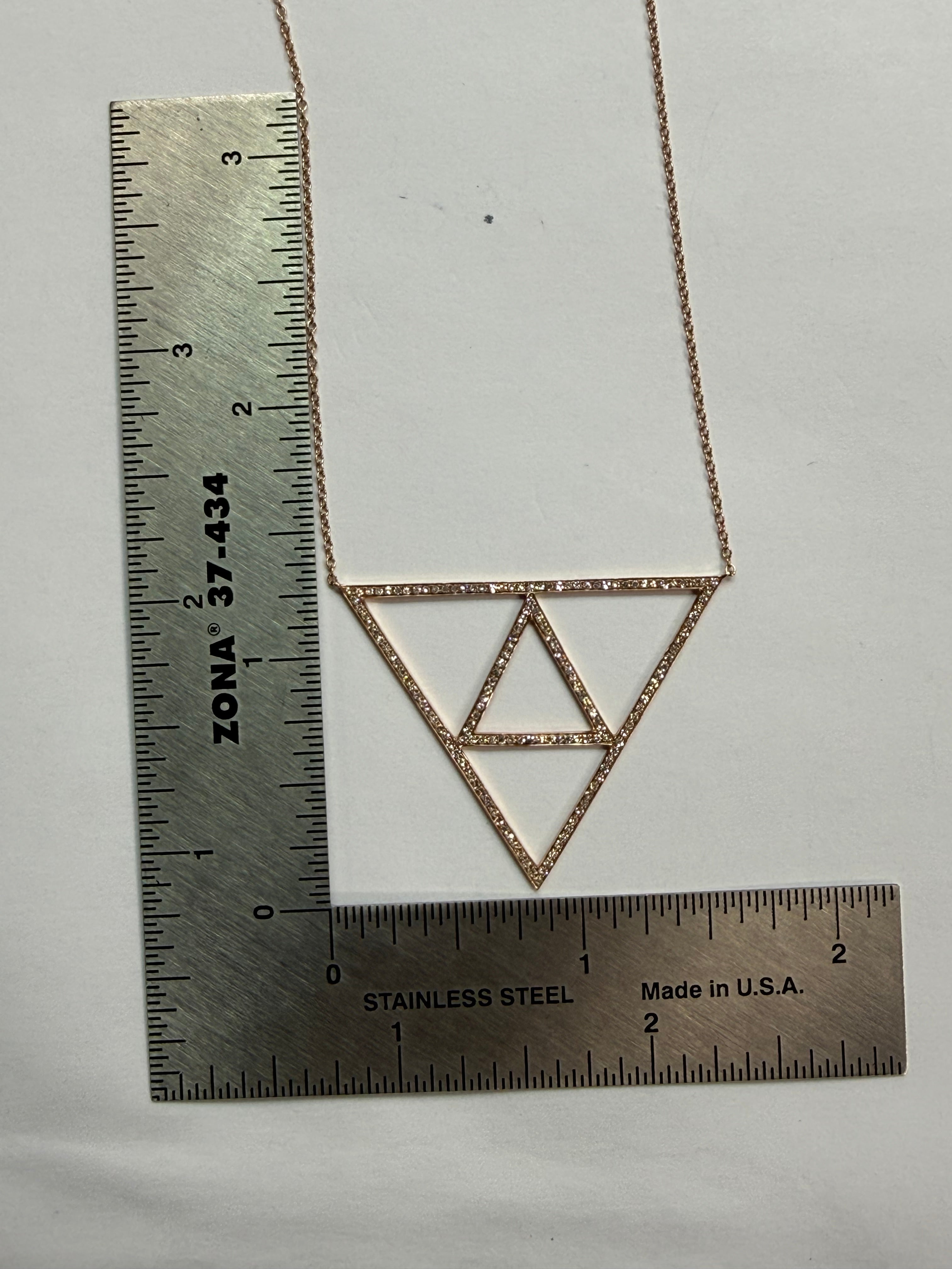 Modern 14k Yellow Gold 0.50 Carat Natural Diamond Triangular Pendant