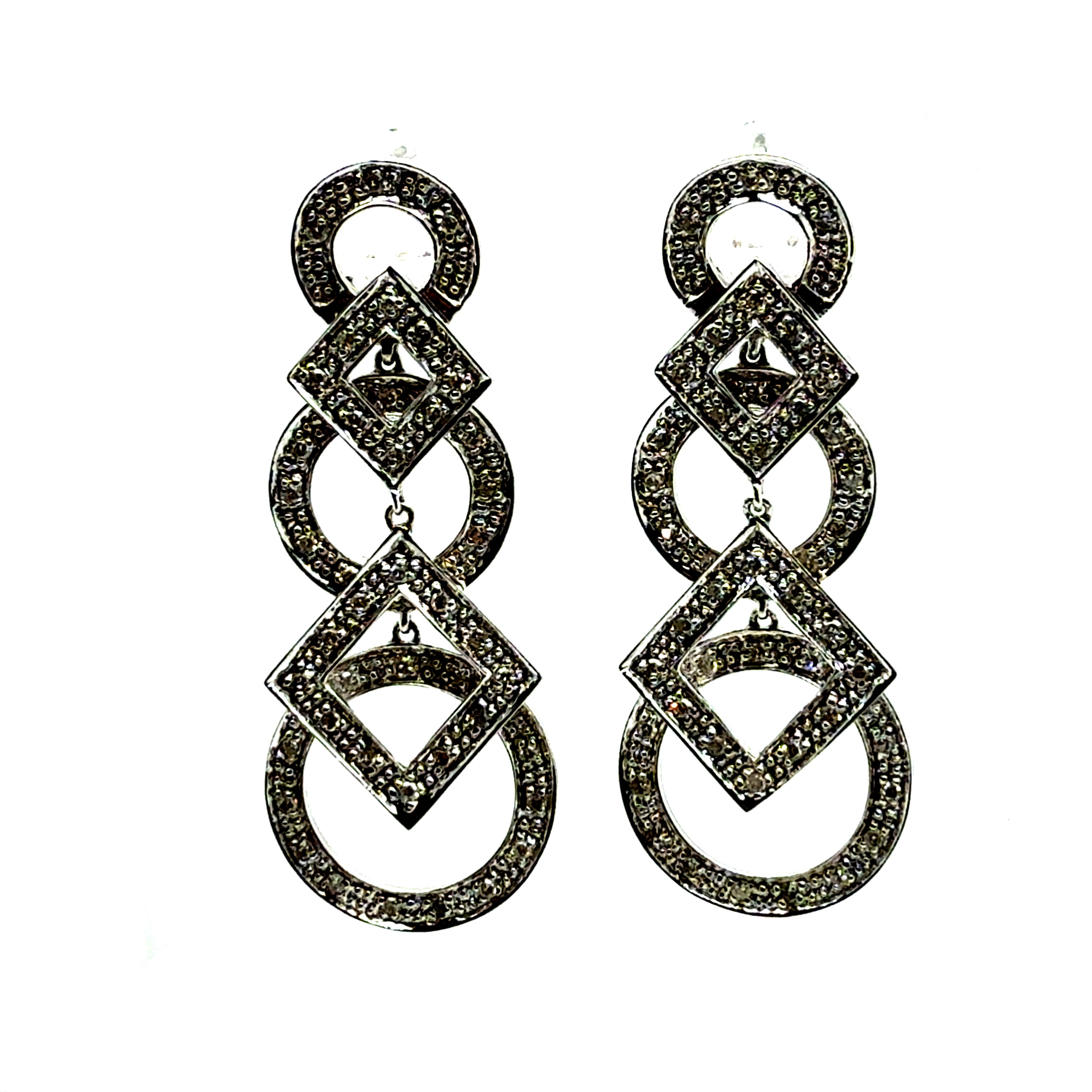 Modern White Gold 0.6 Carat Natural Diamond Fashion Drop Statement Earrings