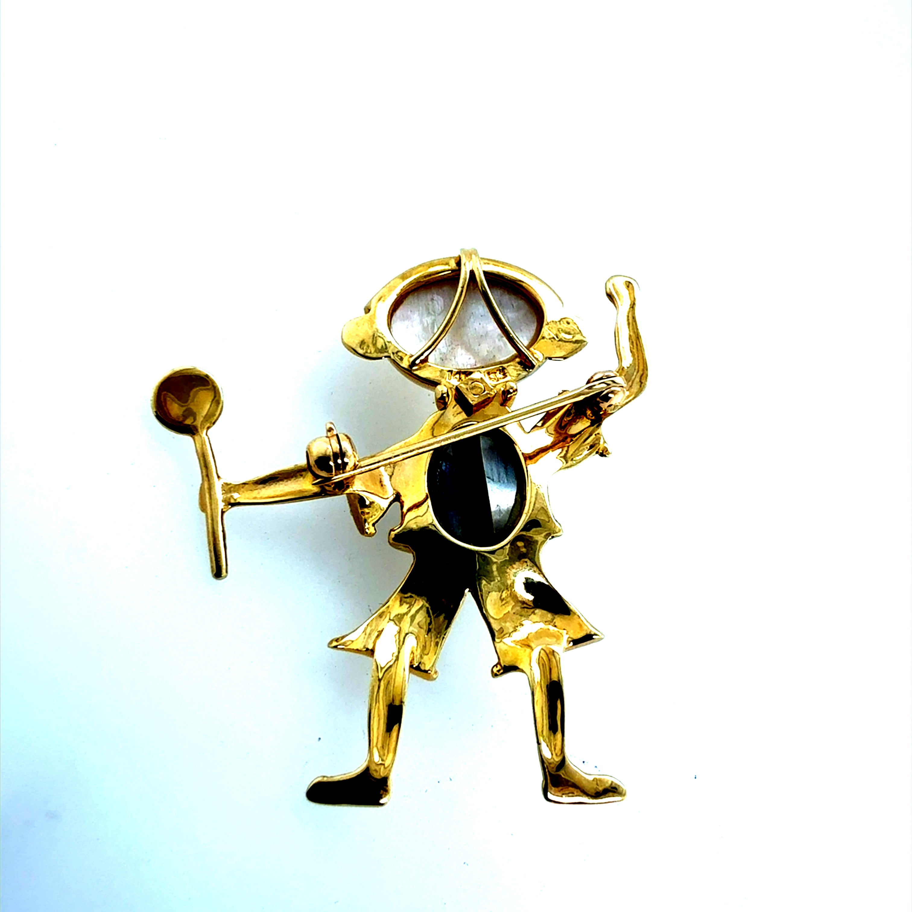 Retro Yellow Gold Tennis Boy Pendant and Brooch Circa 1990