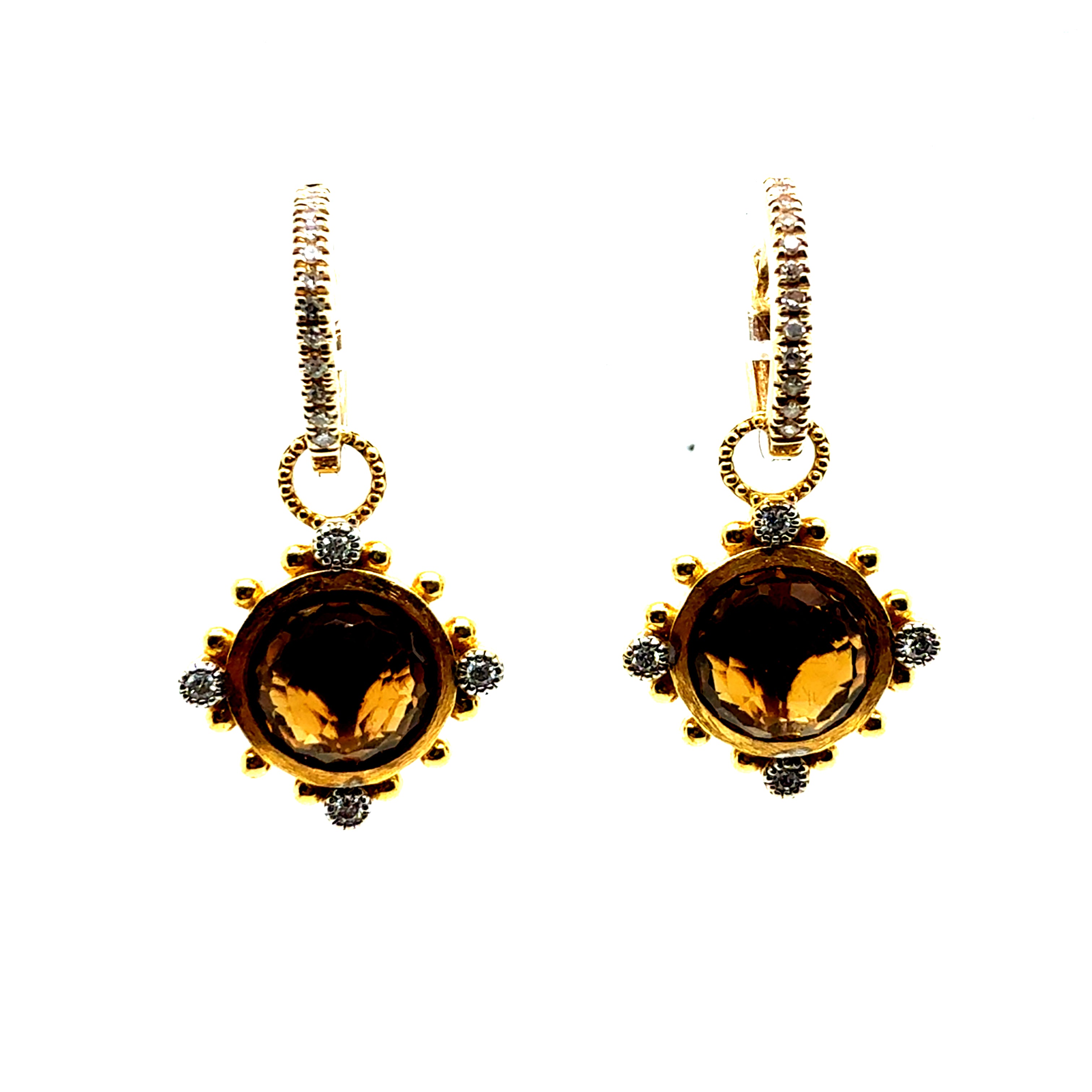 Retro Inès de la Fressange Natural Diamond & Rose-Cut Citrine Drop Earrings