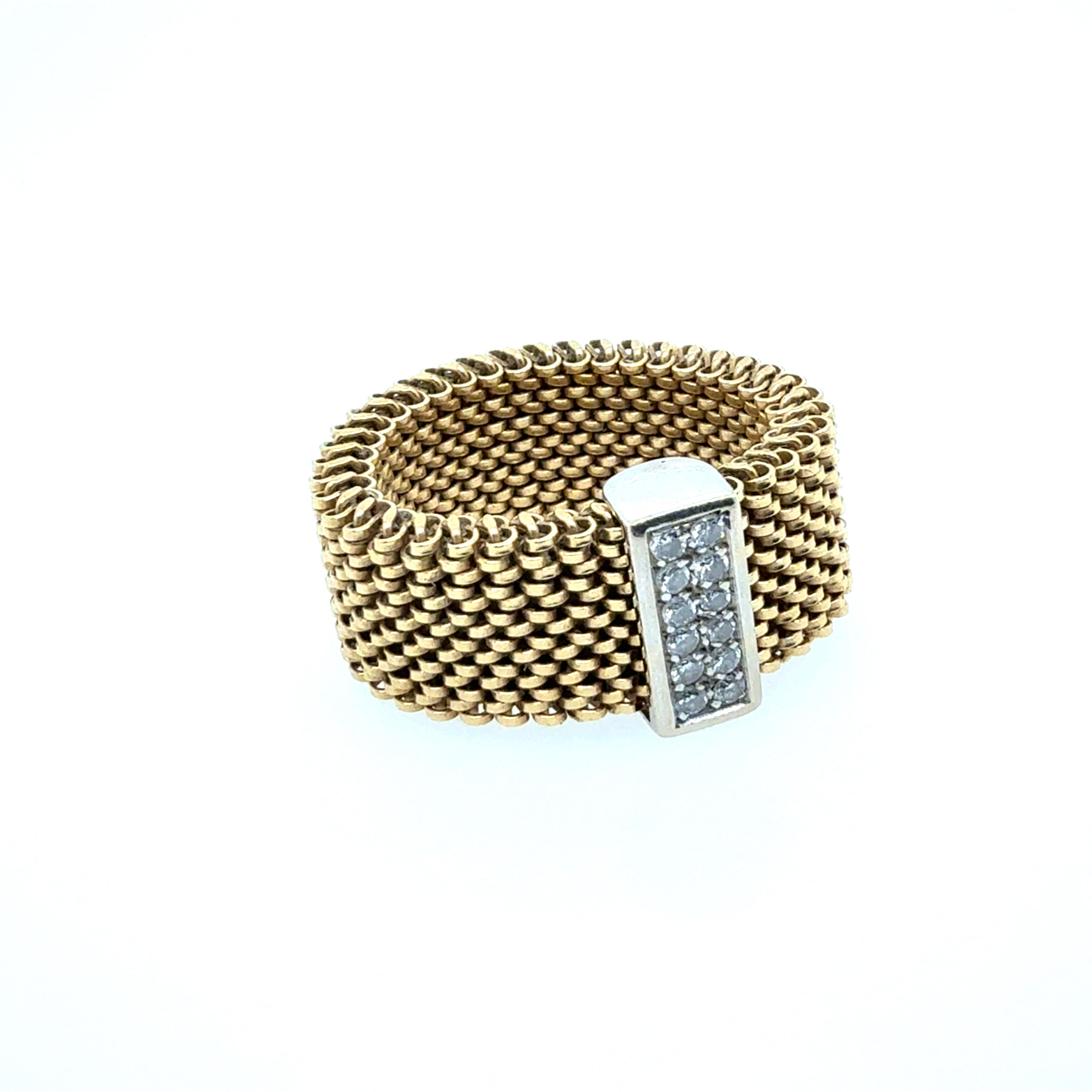 Retro Yellow Gold Flexible Natural Diamond Band Ring Circa 1980