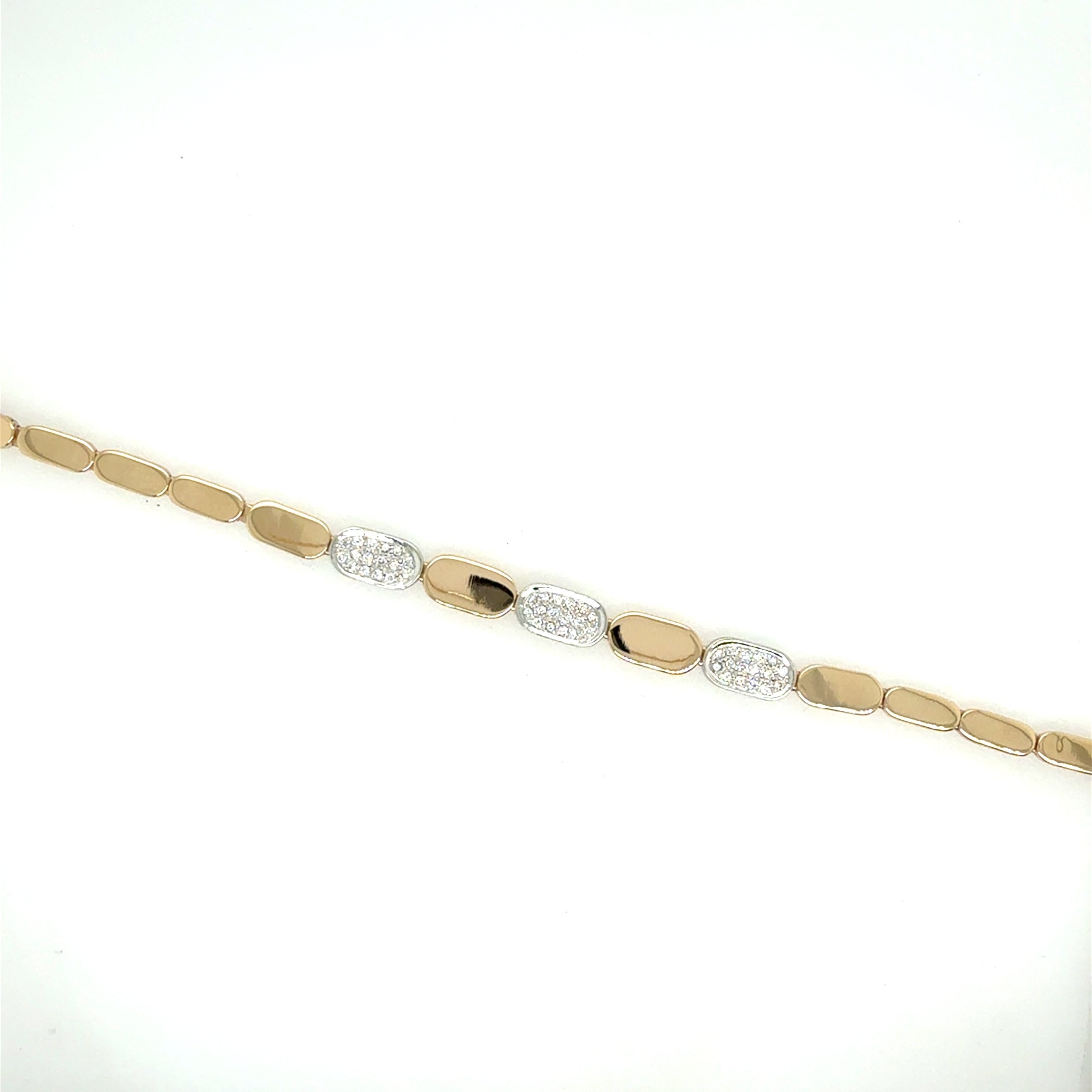 Retro Two Tone Gold 0.50 Carat Natural Diamond Bracelet Circa 1990 Italy