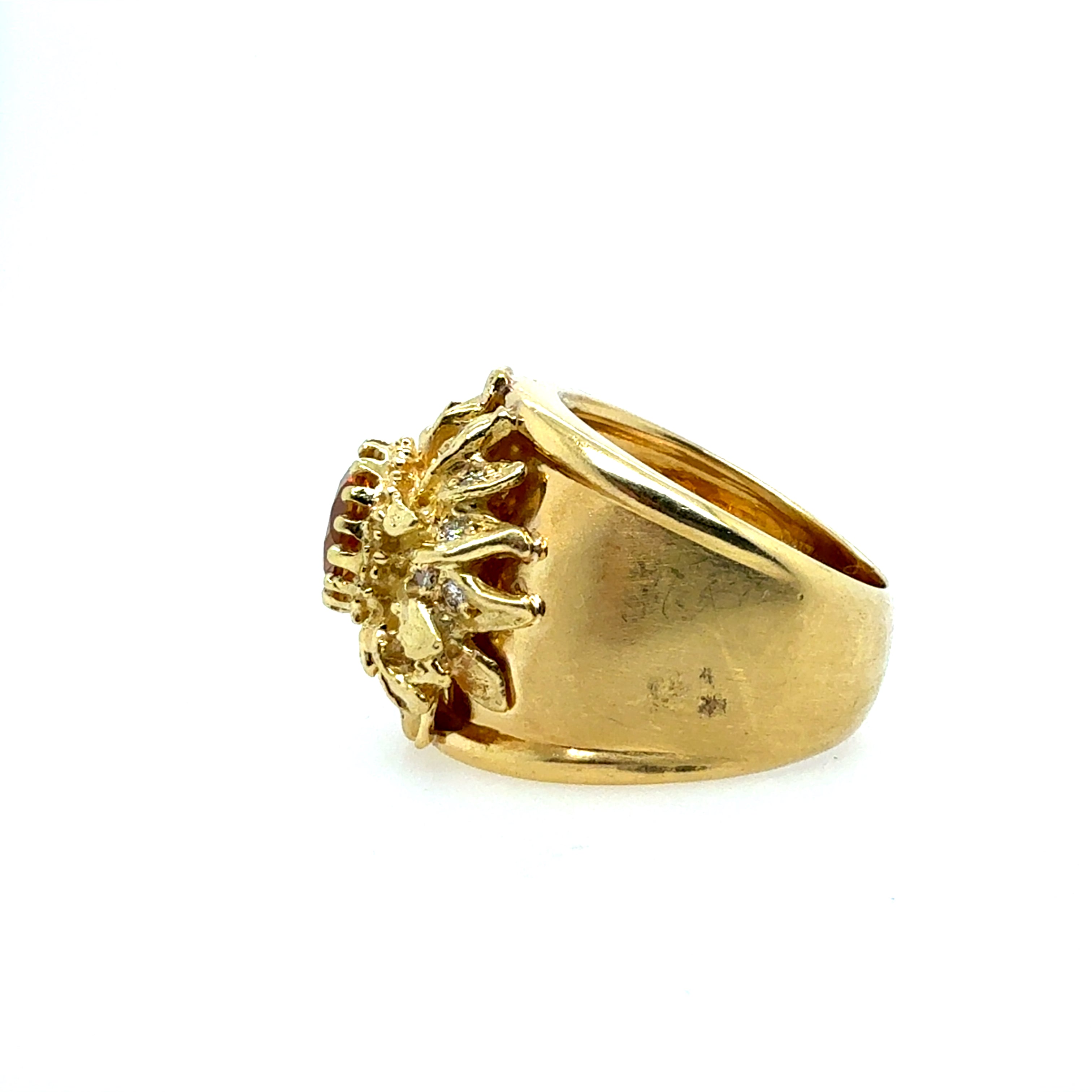 Retro Gold Natural Diamond and Citrine Cocktail Ring